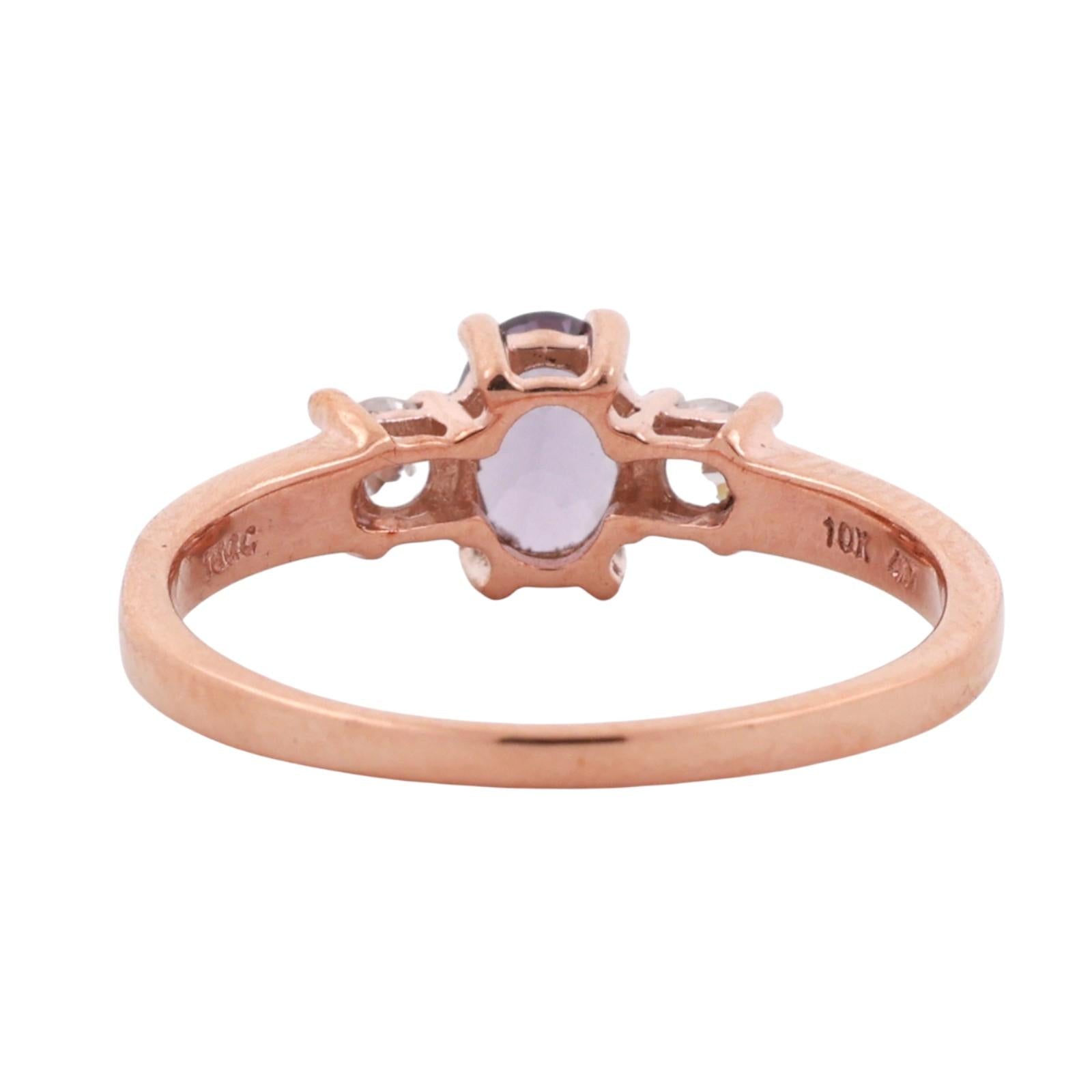 Solitaire Purple Spinel Ring White Spinel Accents 10K Rose Gold 0.70 CTW SZ 7.25