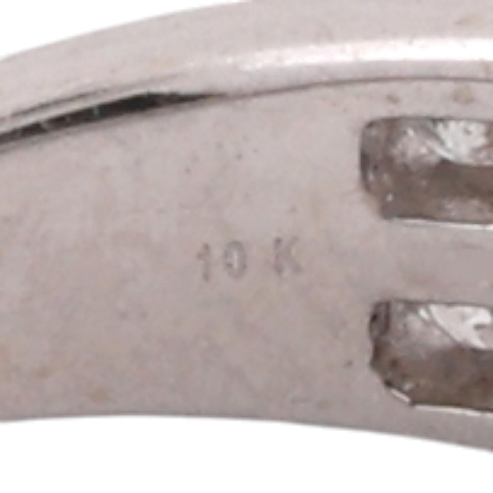 0.65 TW Cluster Diamond Square Floral Ring 10K White Gold Size 7.25 Ladies