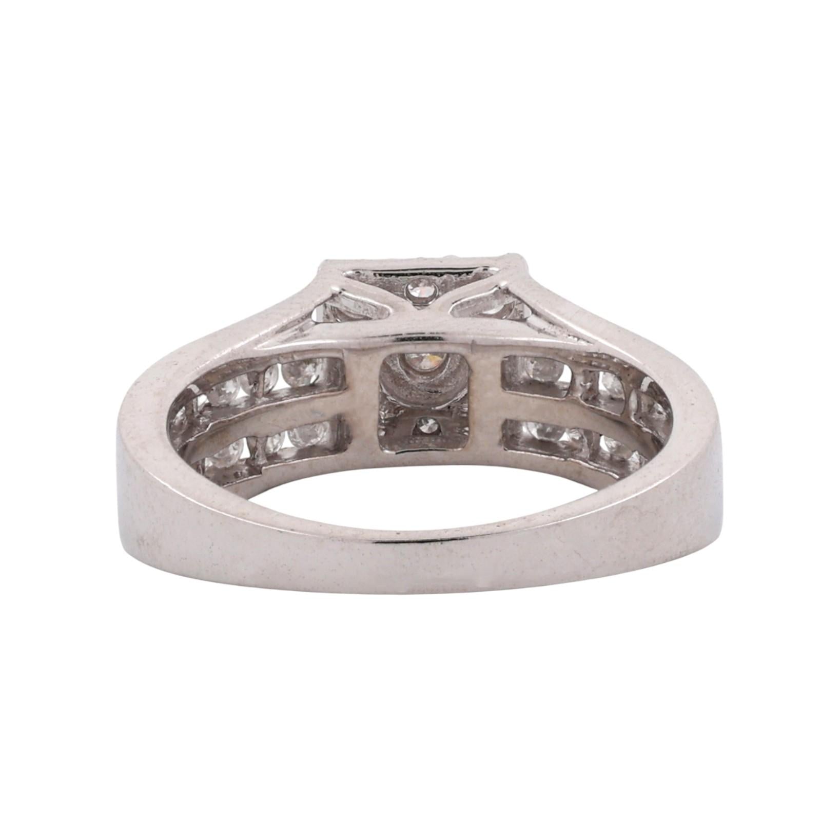 0.65 TW Cluster Diamond Square Floral Ring 10K White Gold Size 7.25 Ladies