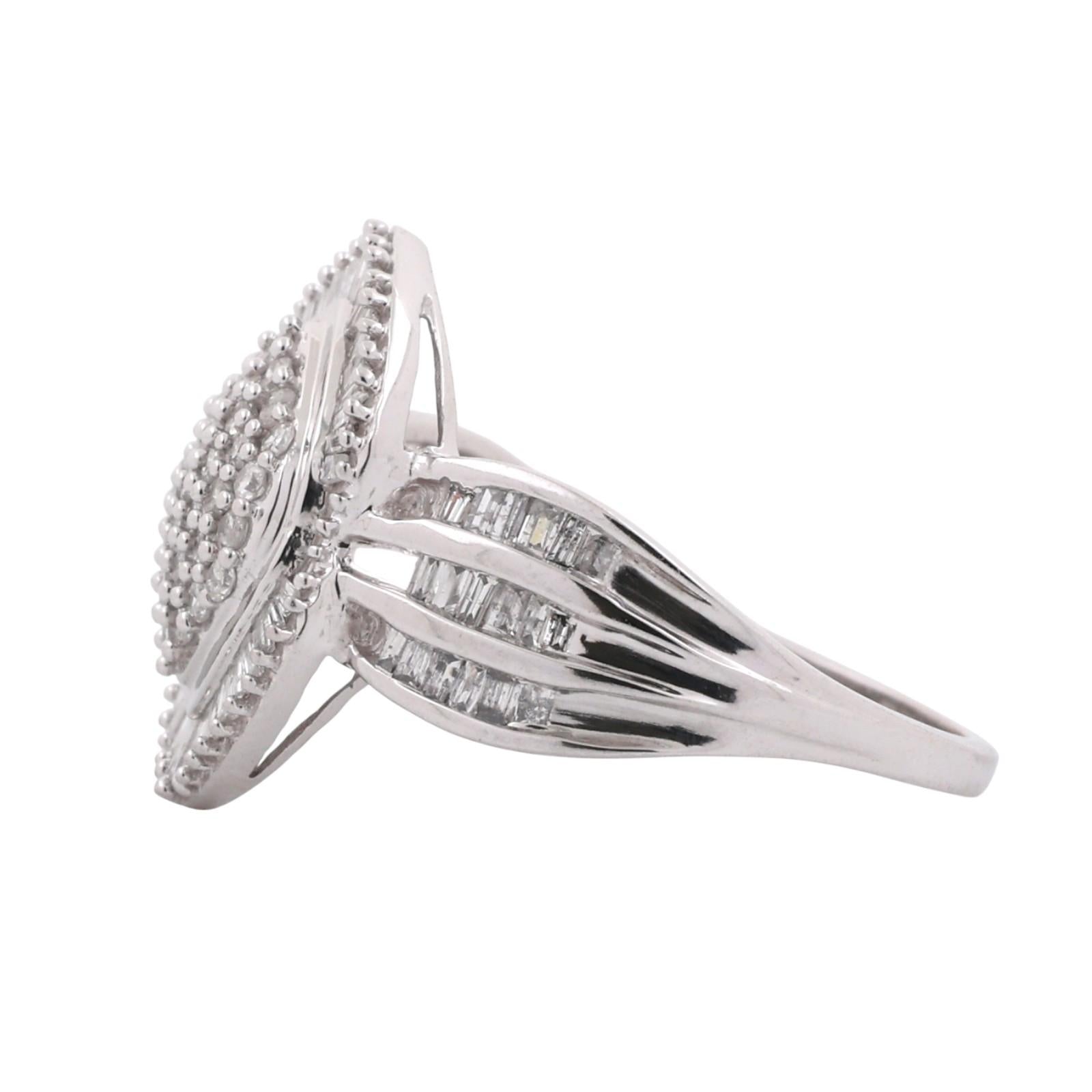 1.50 TW Cluster Diamond Statement Ring 9K White Gold Size 7 Ladies Estate