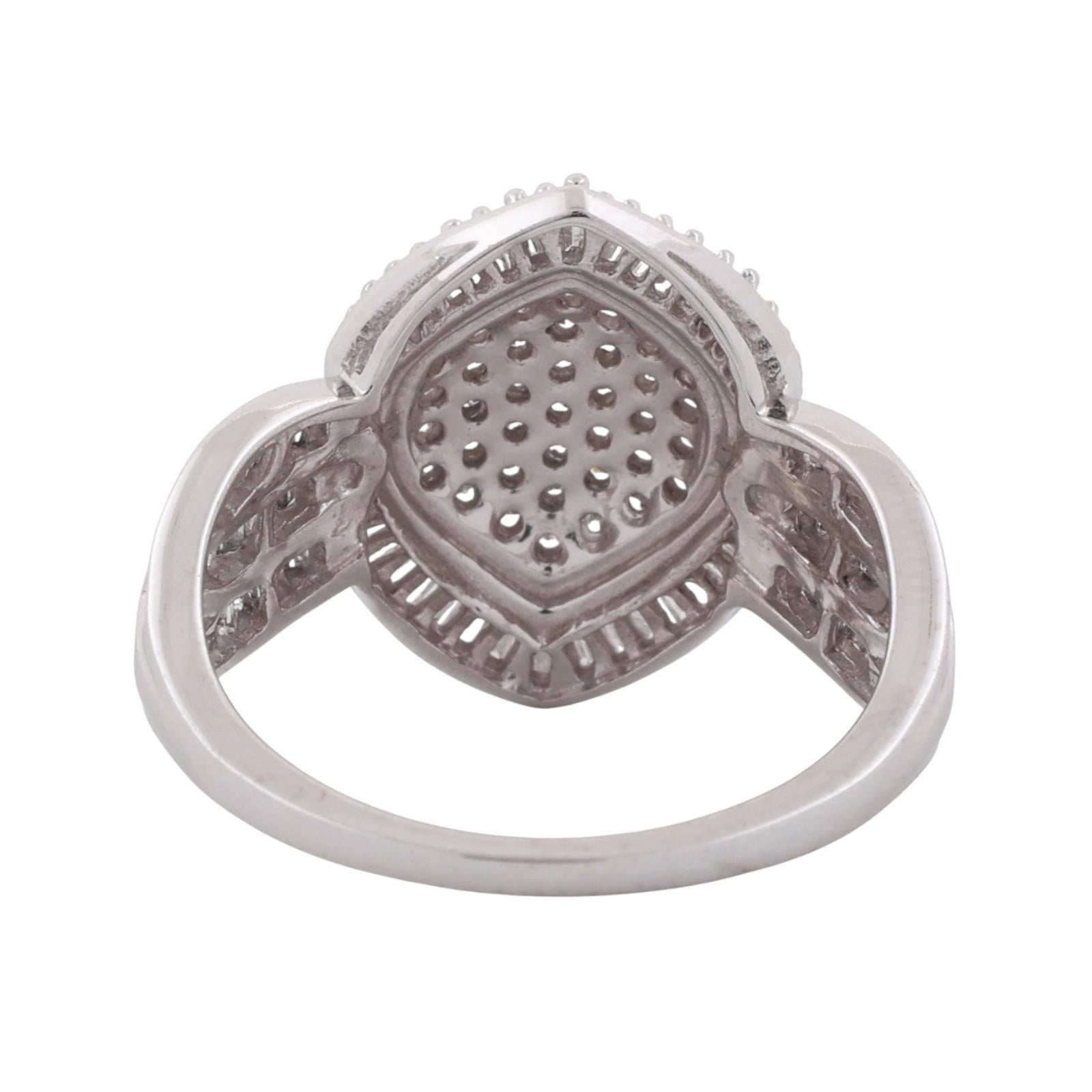 1.50 TW Cluster Diamond Statement Ring 9K White Gold Size 7 Ladies Estate