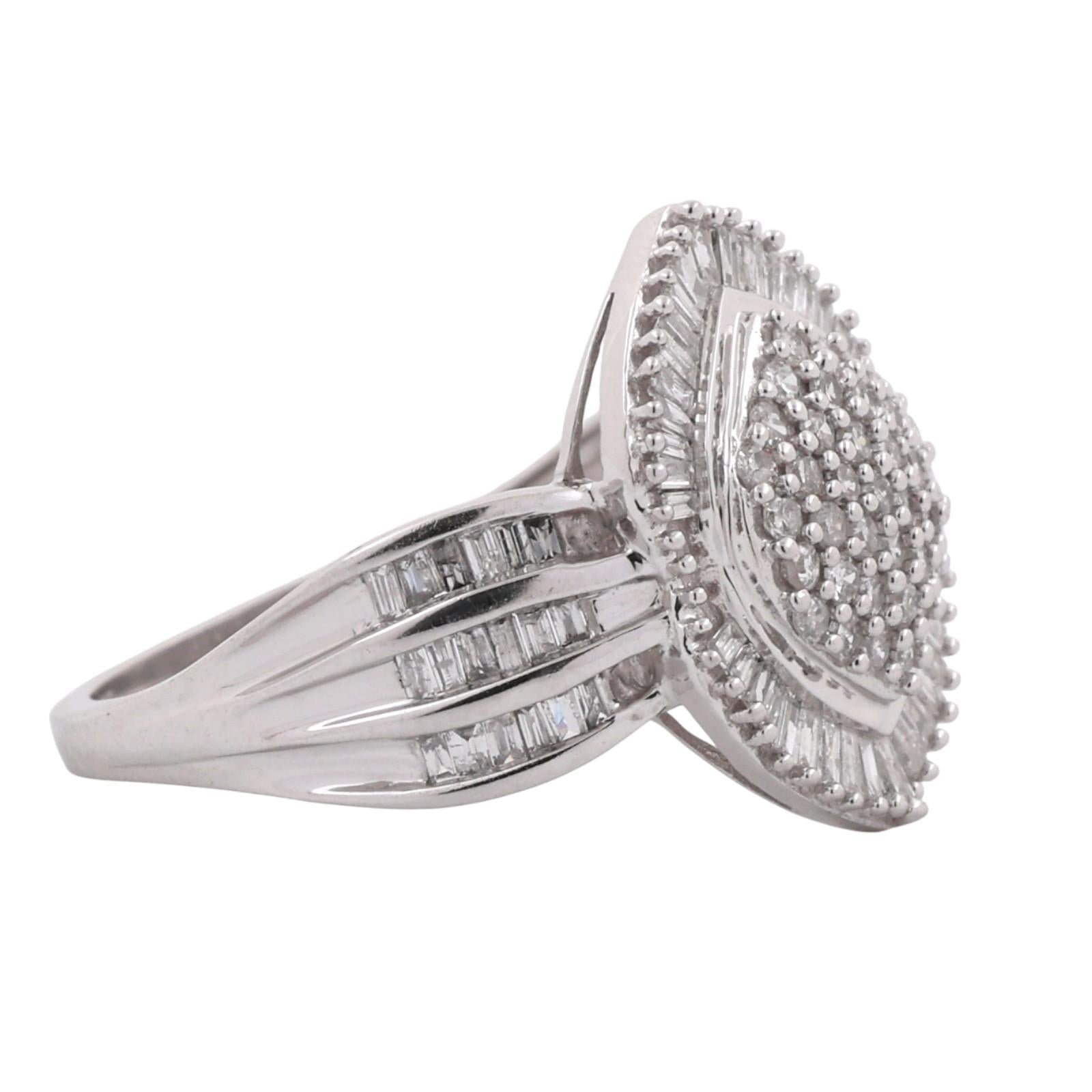 1.50 TW Cluster Diamond Statement Ring 9K White Gold Size 7 Ladies Estate