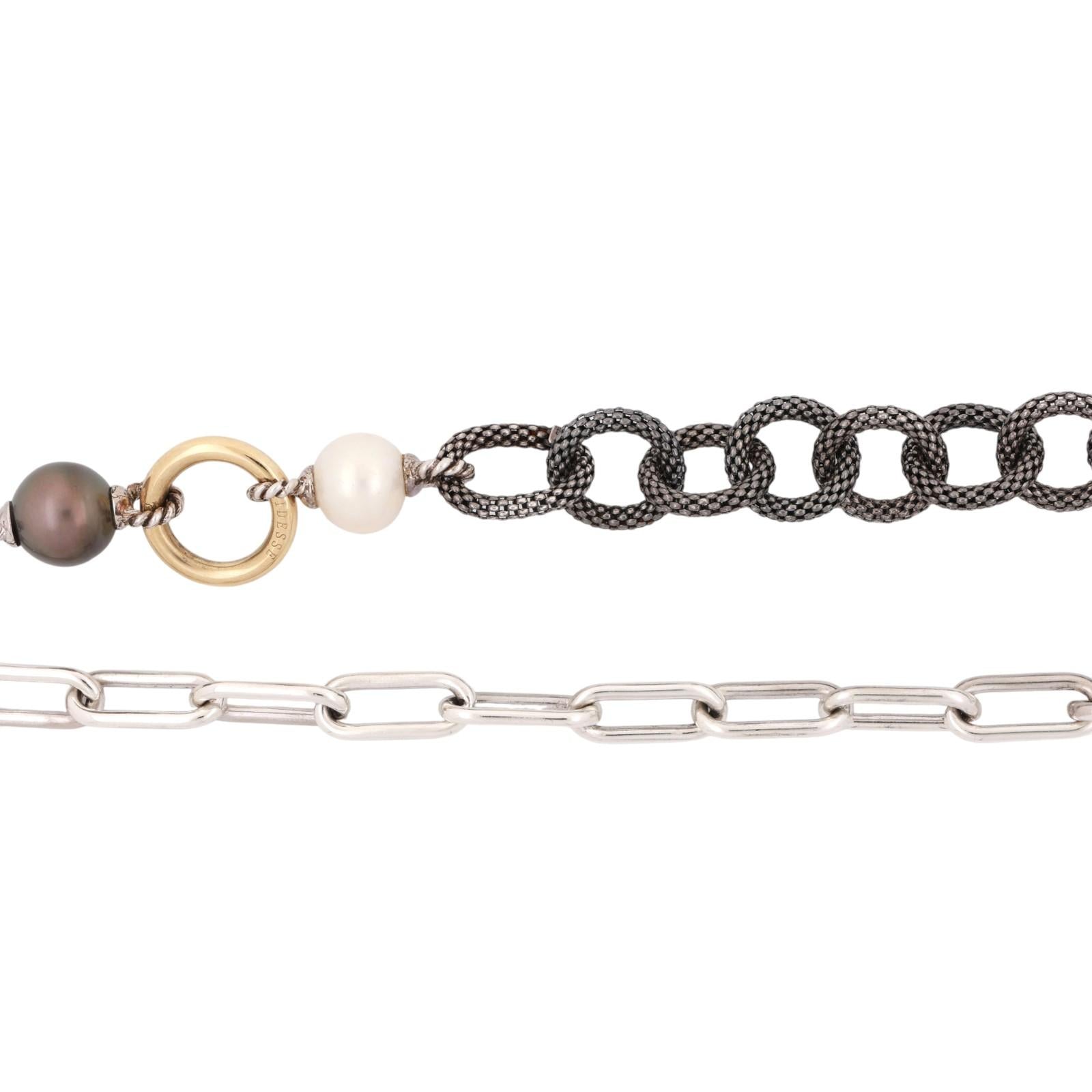 Iridessa Freshwater Pearl Necklace 18K Yellow Gold Sterling Silver 35" Ladies