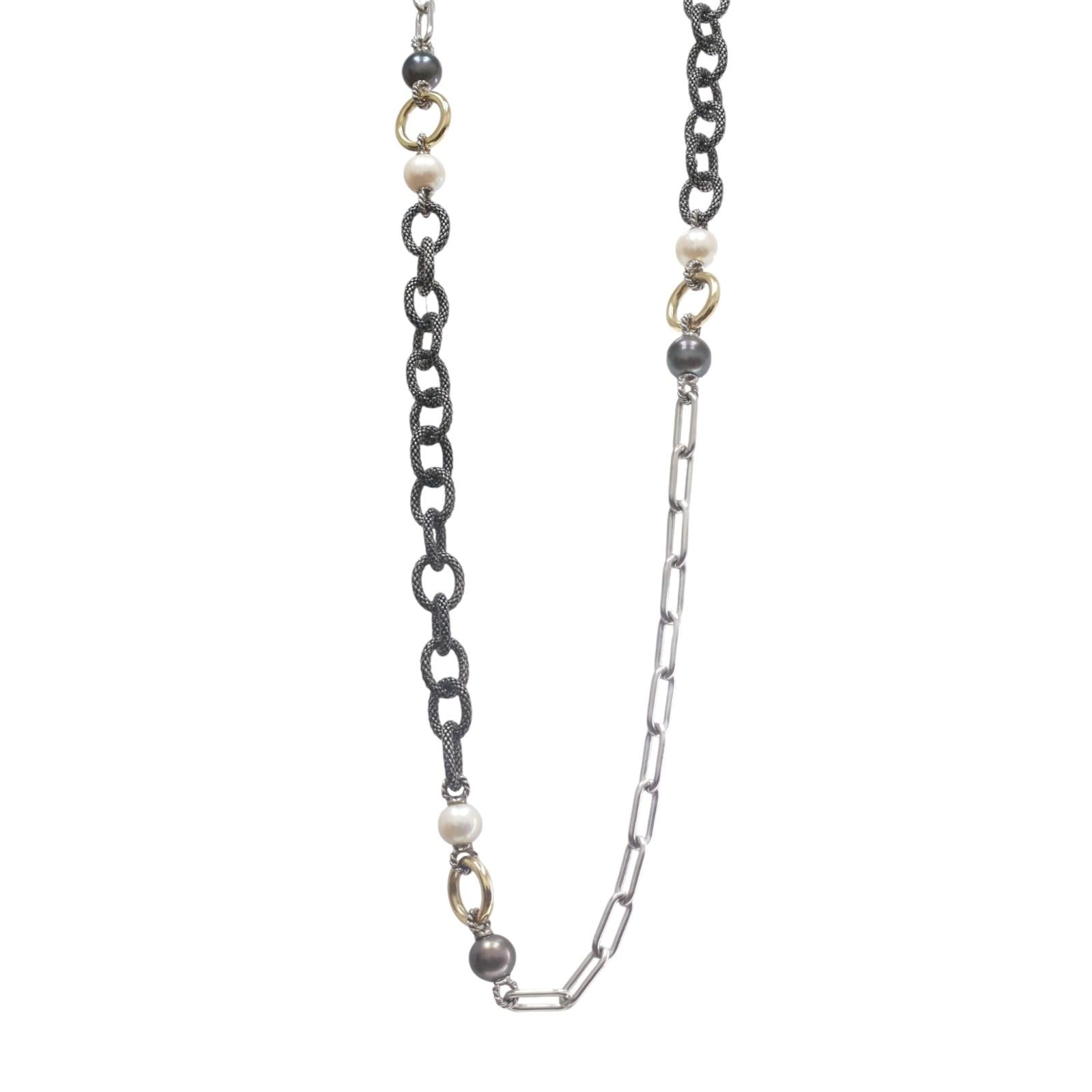 Iridessa Freshwater Pearl Necklace 18K Yellow Gold Sterling Silver 35" Ladies