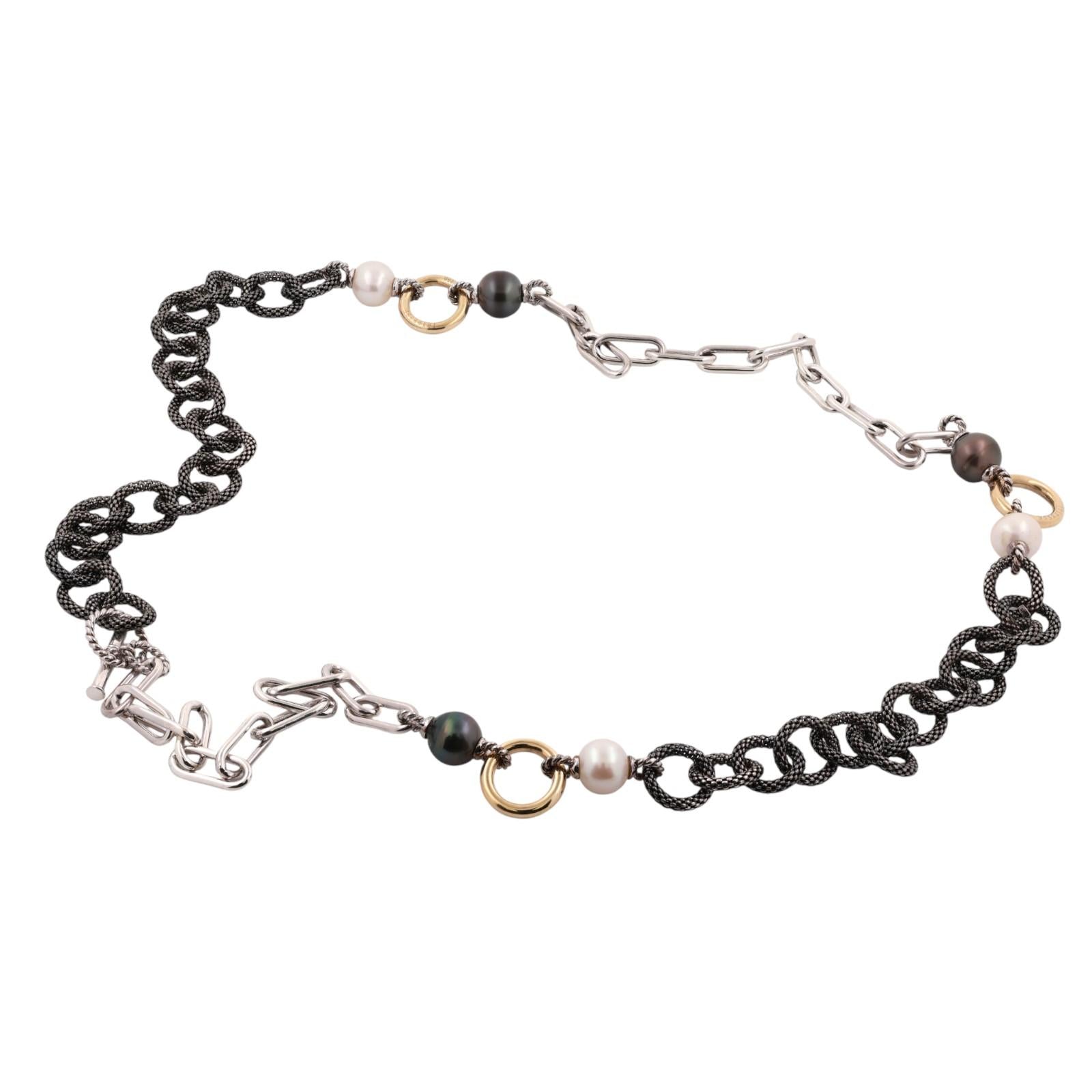 Iridessa Freshwater Pearl Necklace 18K Yellow Gold Sterling Silver 35" Ladies