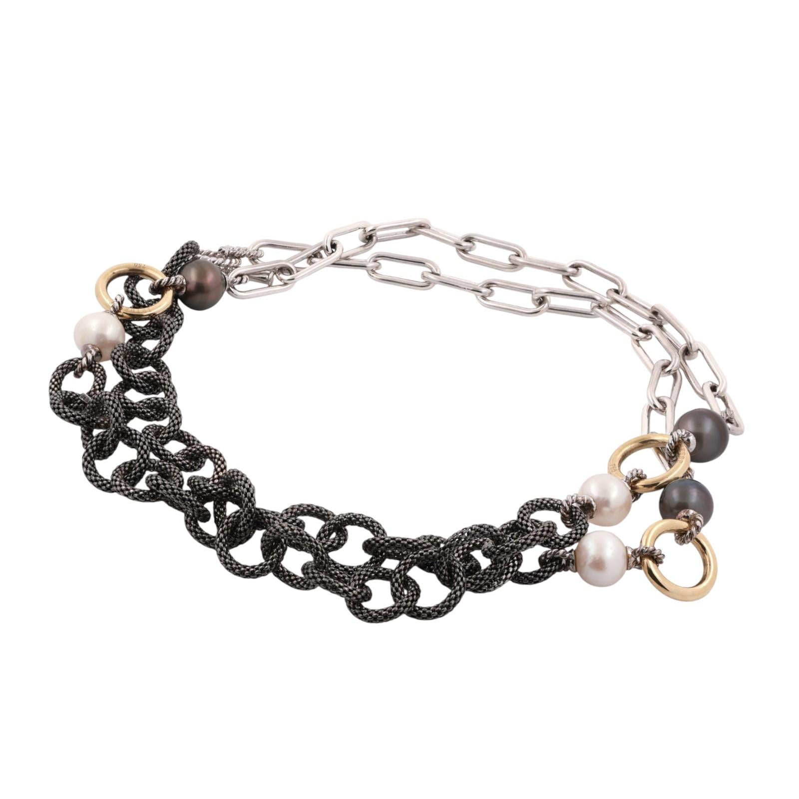 Iridessa Freshwater Pearl Necklace 18K Yellow Gold Sterling Silver 35" Ladies