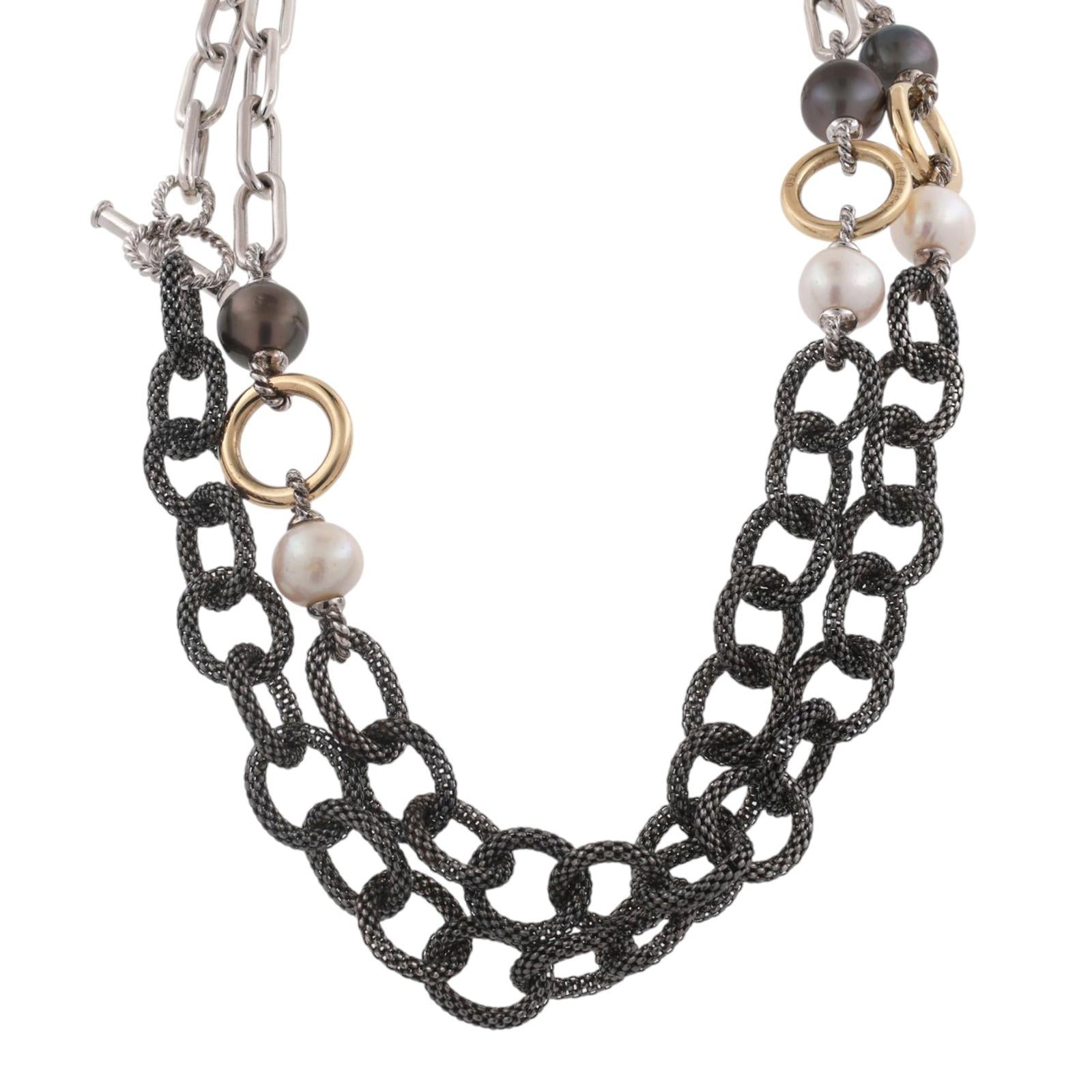 Iridessa Freshwater Pearl Necklace 18K Yellow Gold Sterling Silver 35" Ladies