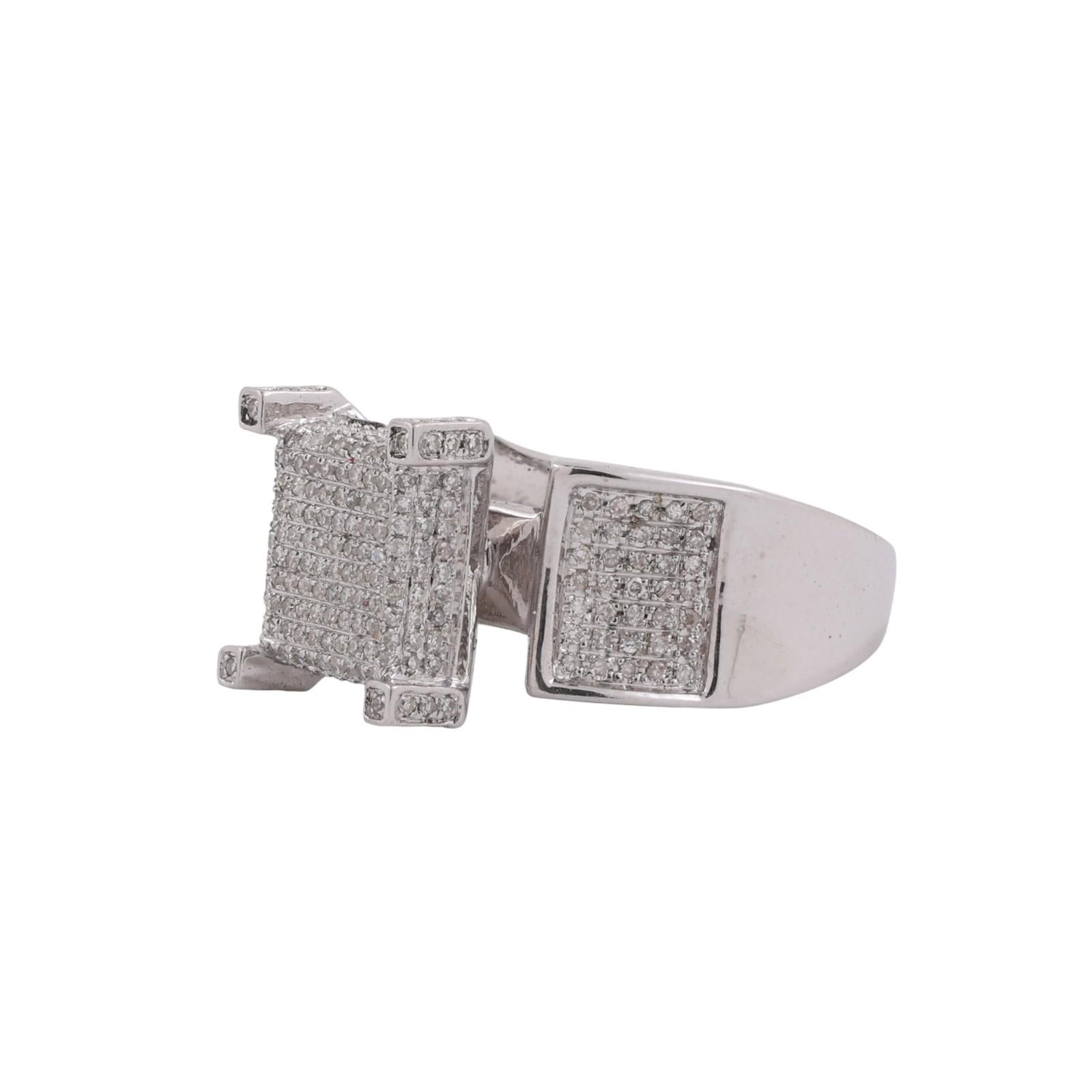 Cluster Diamond Square Statement Ring 10K White Gold 1.00 TW Size 7.25 Estate