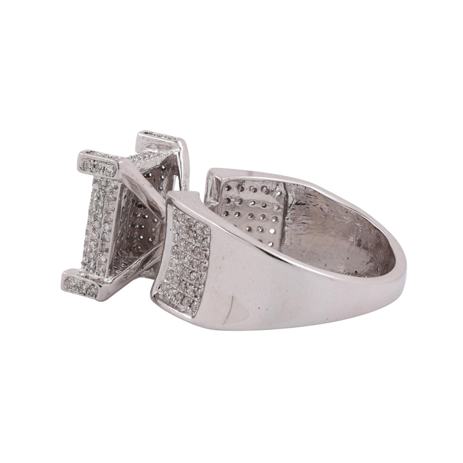 Cluster Diamond Square Statement Ring 10K White Gold 1.00 TW Size 7.25 Estate