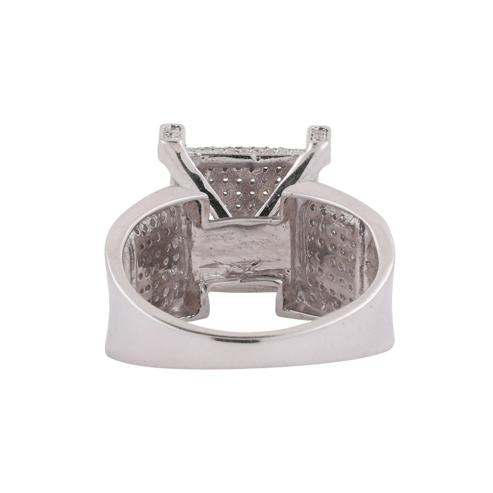 Cluster Diamond Square Statement Ring 10K White Gold 1.00 TW Size 7.25 Estate