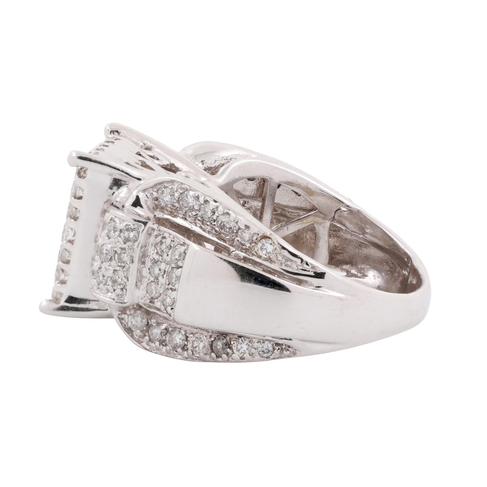 1.50 TW Princess Cut Cluster Diamond Ring 14K White Gold Round Accents Size 7