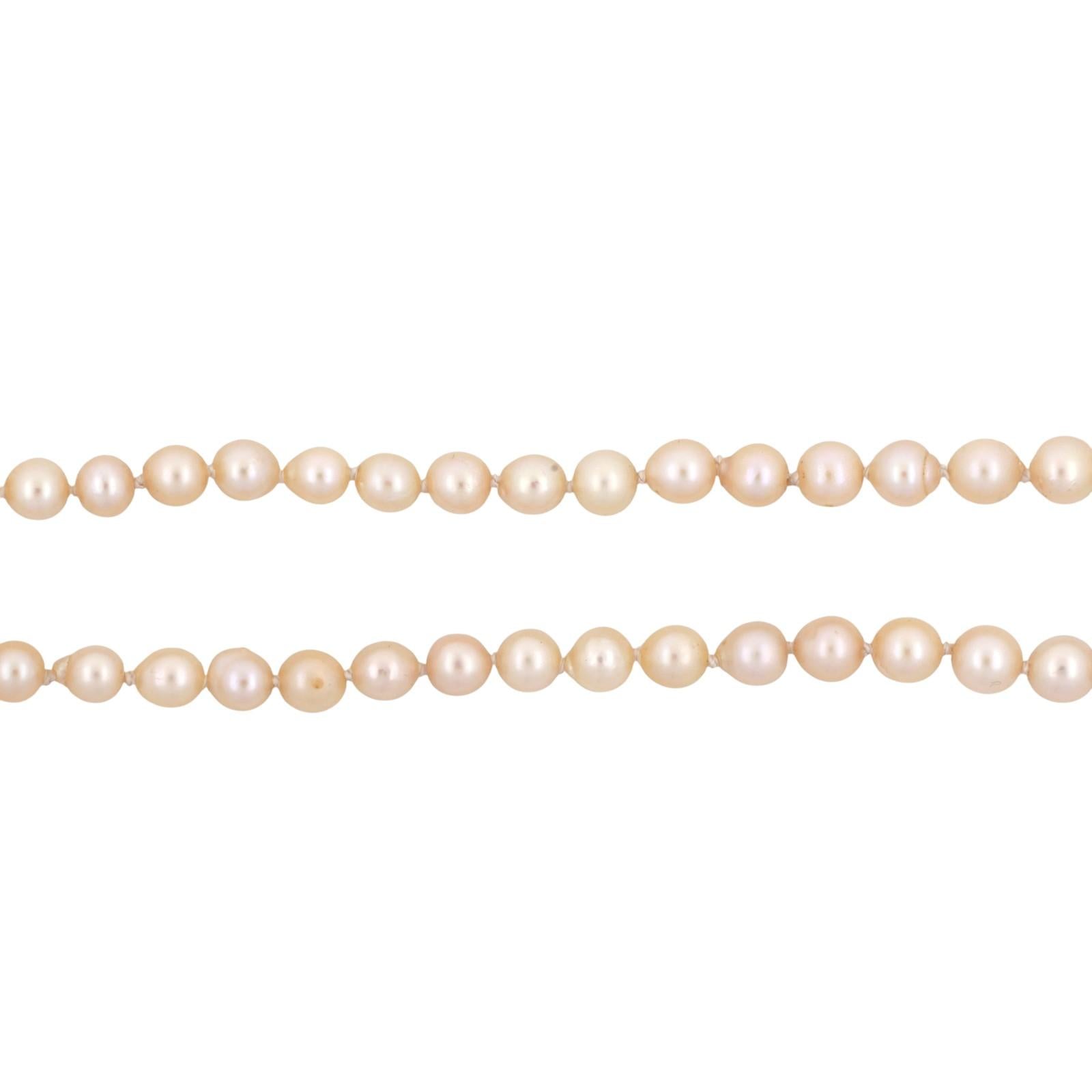 GIA Akoya Pearl Necklace Double Strand 18" 14K White Gold Clasp Vintage Estate