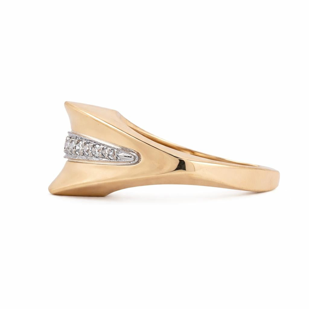 Geometric Diamond Statement Ring 14K Yellow Gold 0.10 TW Size 6 Contemporary