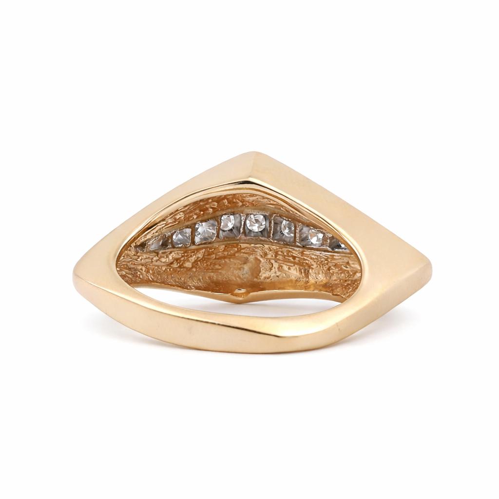 Geometric Diamond Statement Ring 14K Yellow Gold 0.10 TW Size 6 Contemporary