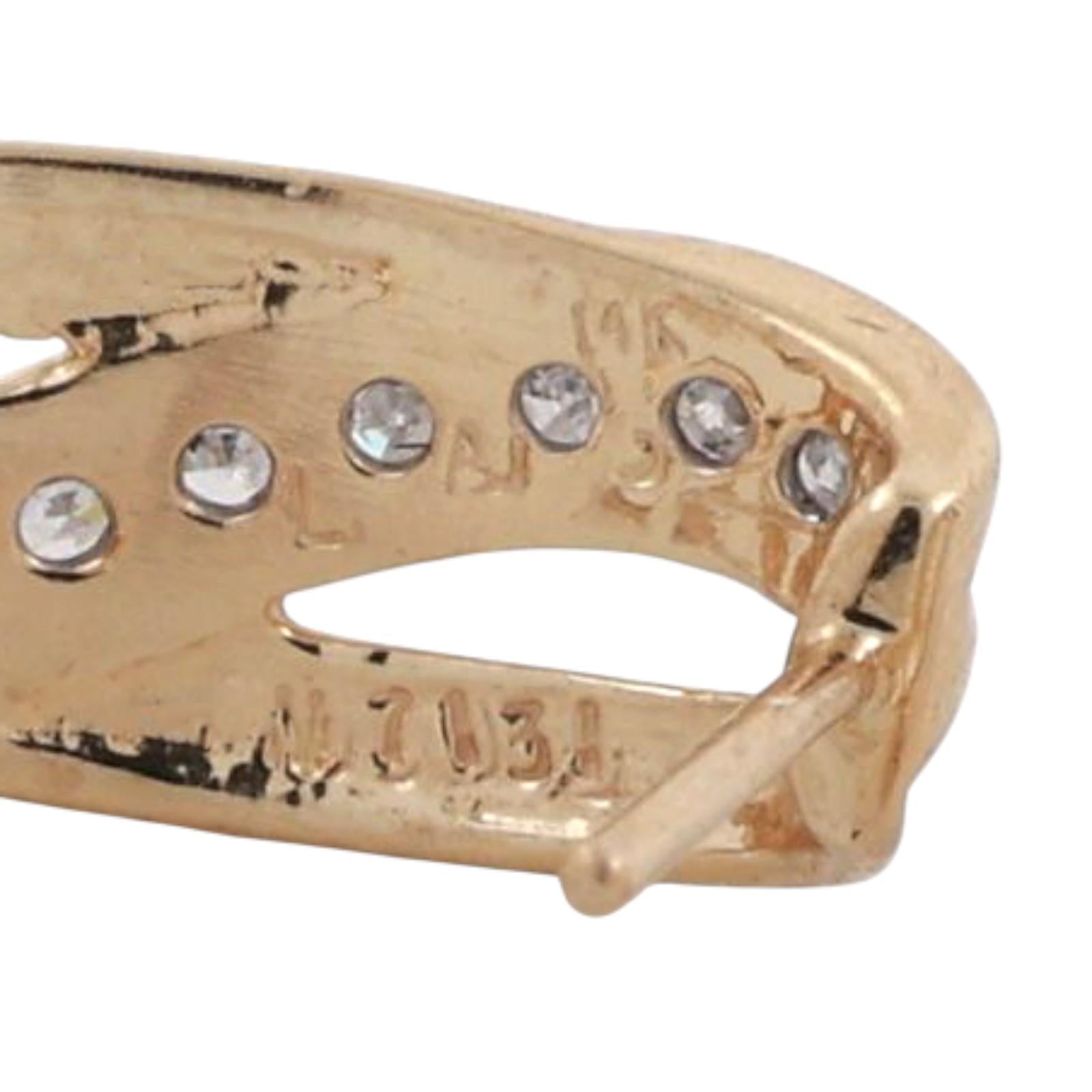 Diamond Swirl J Hoop Earrings 14K Gold 0.25 TW 0.55" Ladies Estate