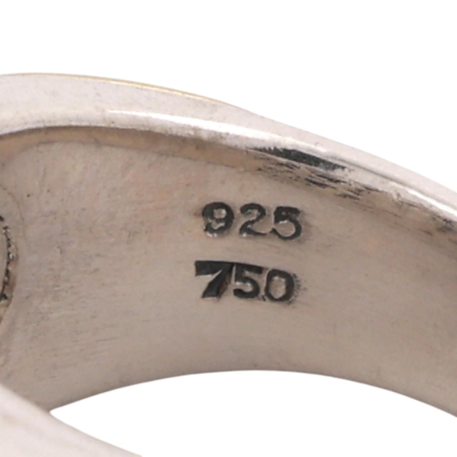 Scott Kay Basket Weave Wide Band Ring Sterling Silver 18K Yellow Gold Size 7.25