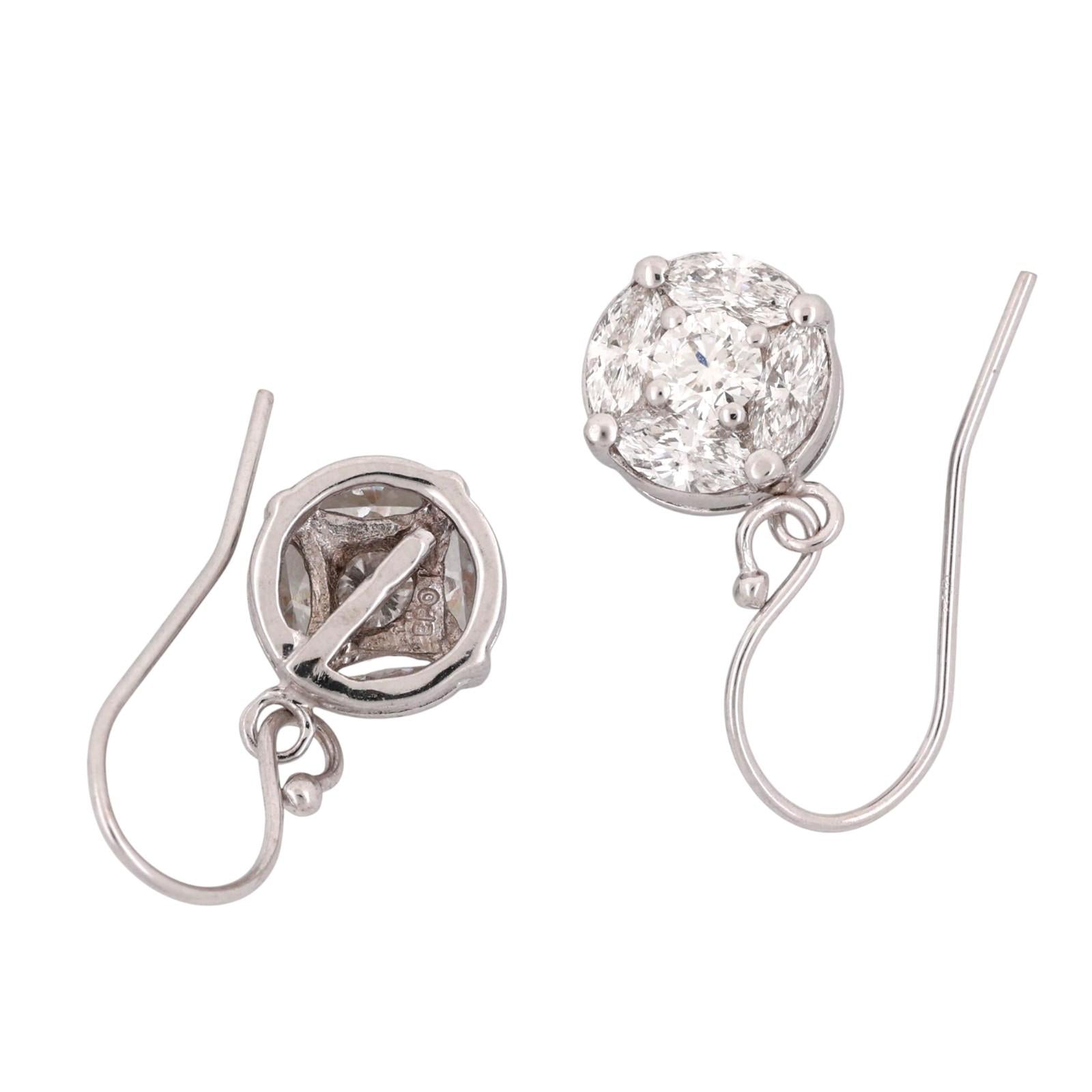 1.50 TW Cluster Diamond Drop Dangle Earrings White Gold  0.80" Ladies Estate