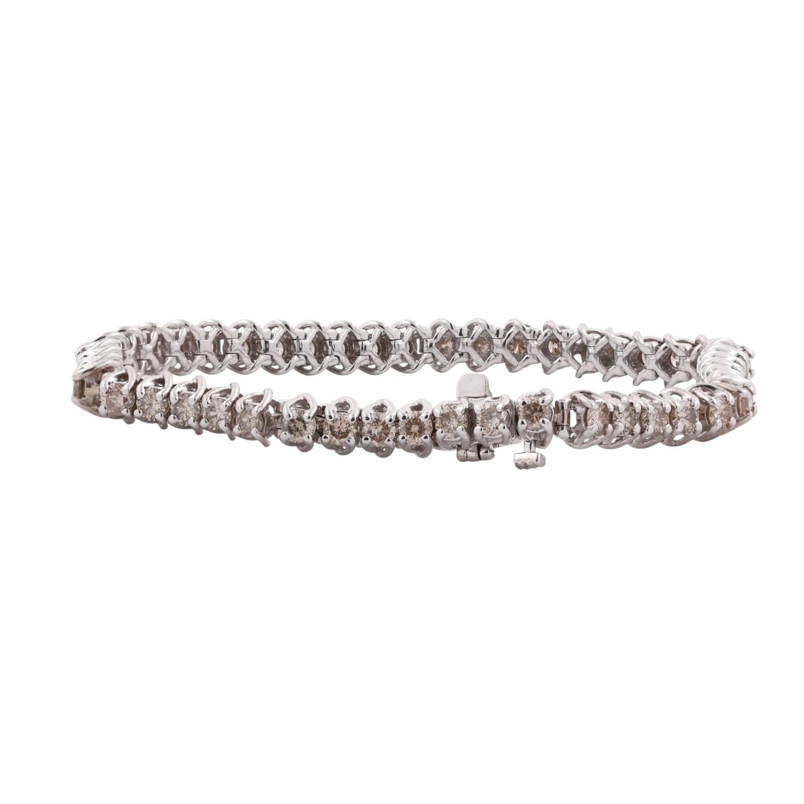 7.00 TW Round Diamond Tennis Bracelet 14K White Gold 7" Ladies Estate