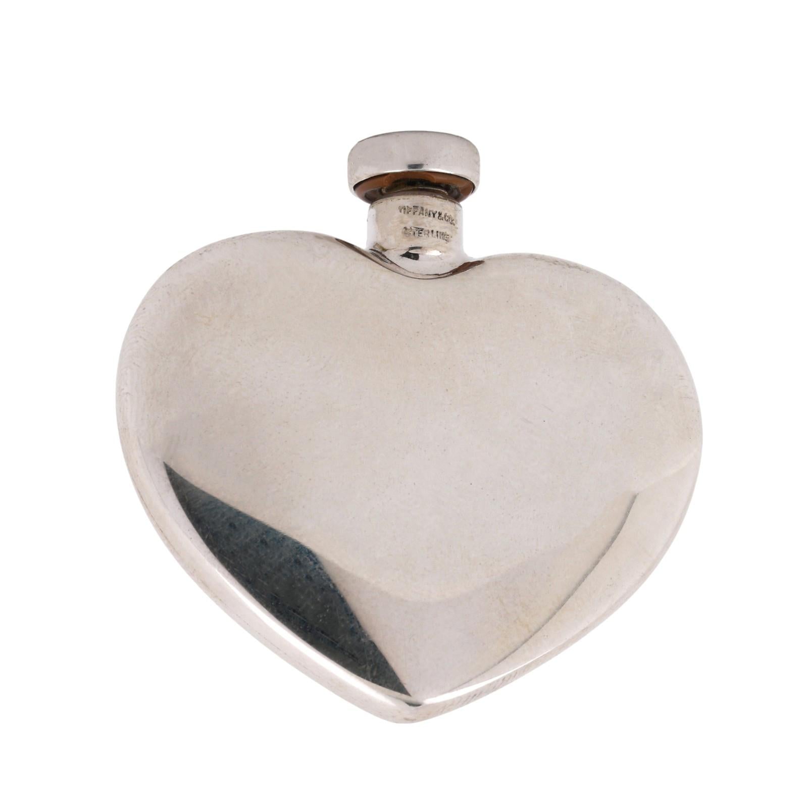 Vintage Tiffany & Co. Heart Shaped Perfume Bottle Sterling Silver 1.55" Ladies