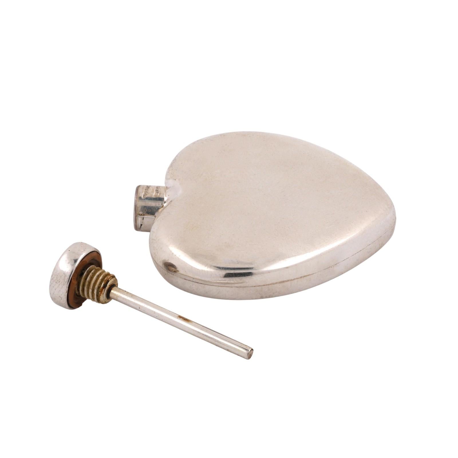 Vintage Tiffany & Co. Heart Shaped Perfume Bottle Sterling Silver 1.55" Ladies