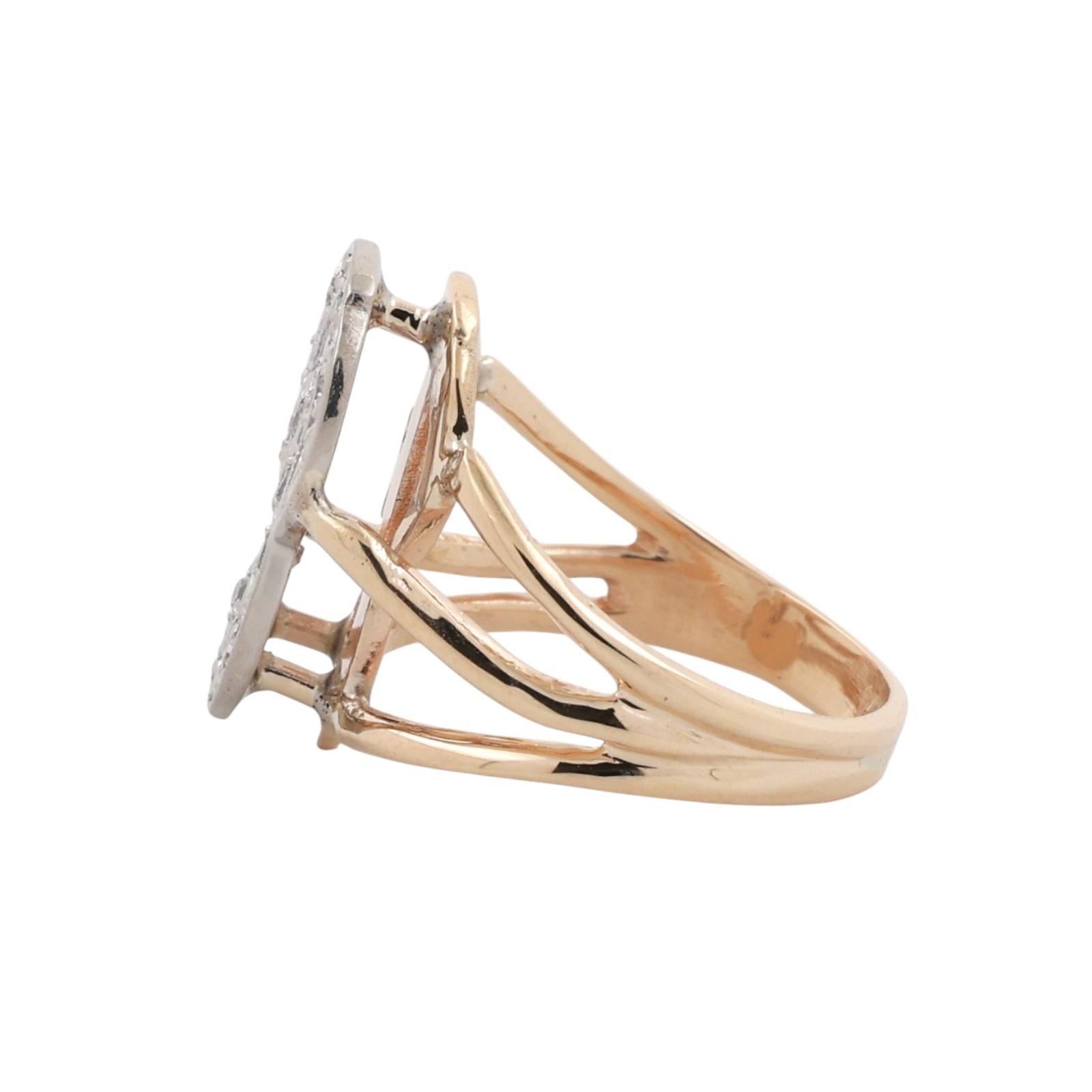 Fancy Letter P Diamond Statement Ring Two-Tone Gold 0.15 TW Size 4 Estate