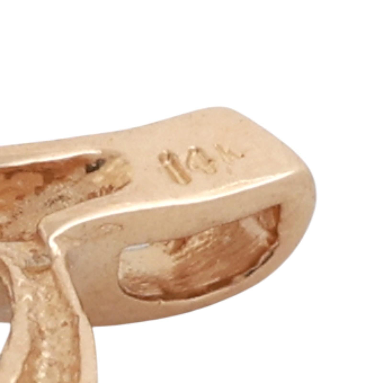 0.43 CT Round Solitaire Diamond Swirl Pendant 14K Yellow Gold 0.70" Estate