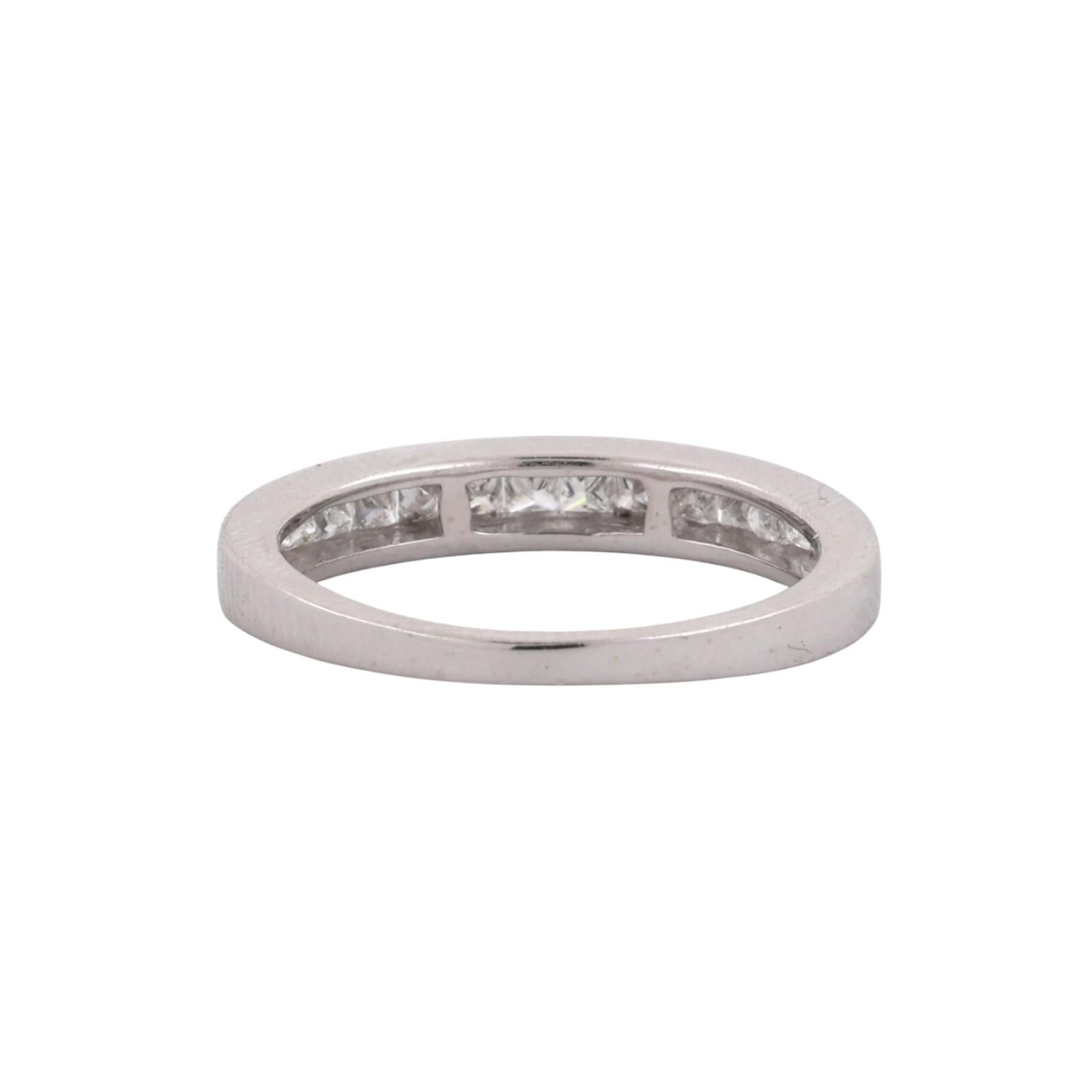 0.42 TW Princess Cut Diamond Half Eternity Band Ring 14K White Gold Size 5.75