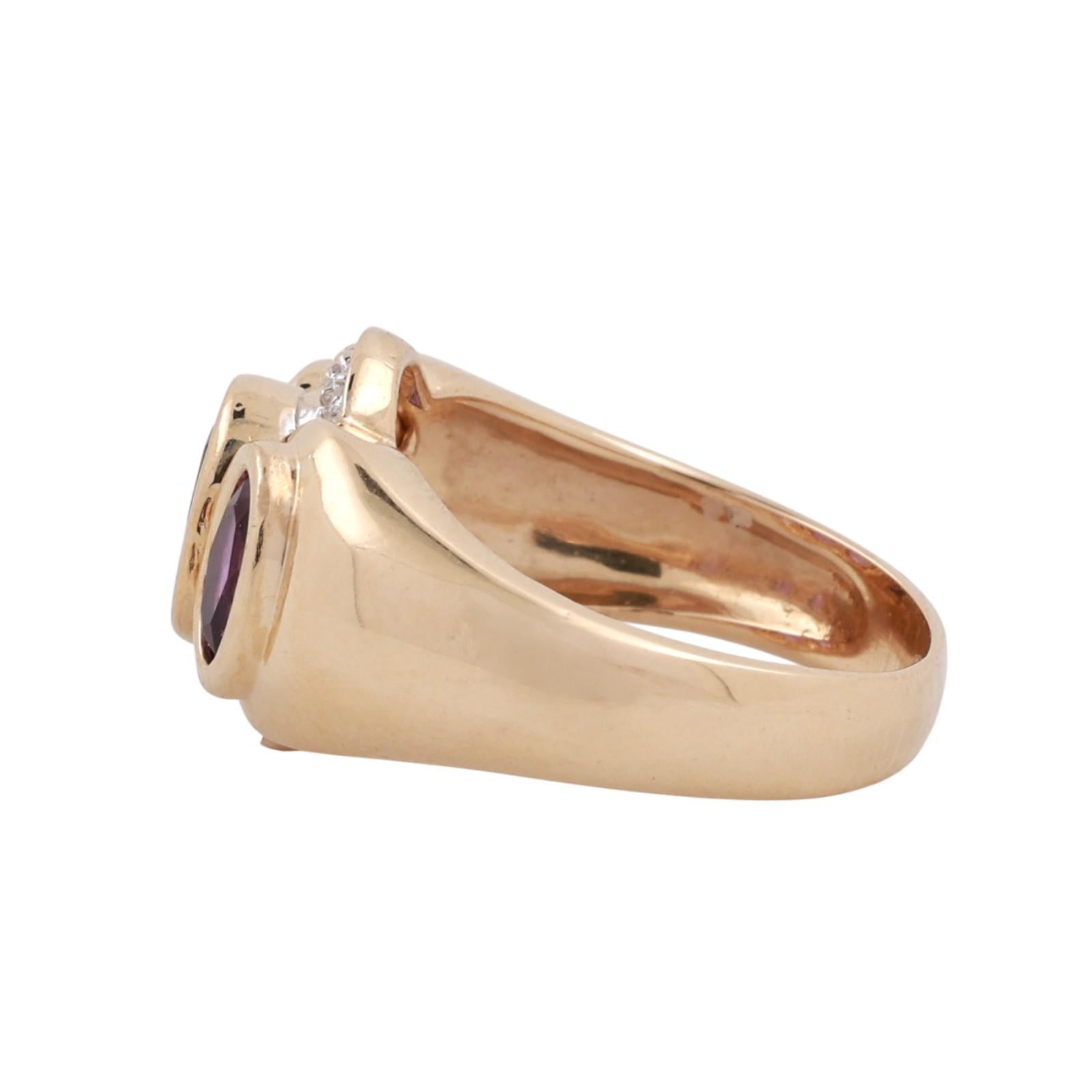 3-Stone Oval Amethyst Diamond Accent Ring 14K Gold 0.94 CTW Size 6 Estate