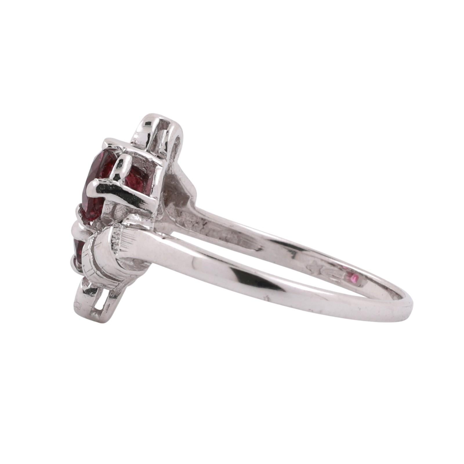 Rhodolite Garnet Gemstone Bypass Ring 14K White Gold 1.20 CTW Size 7.75 Ladies