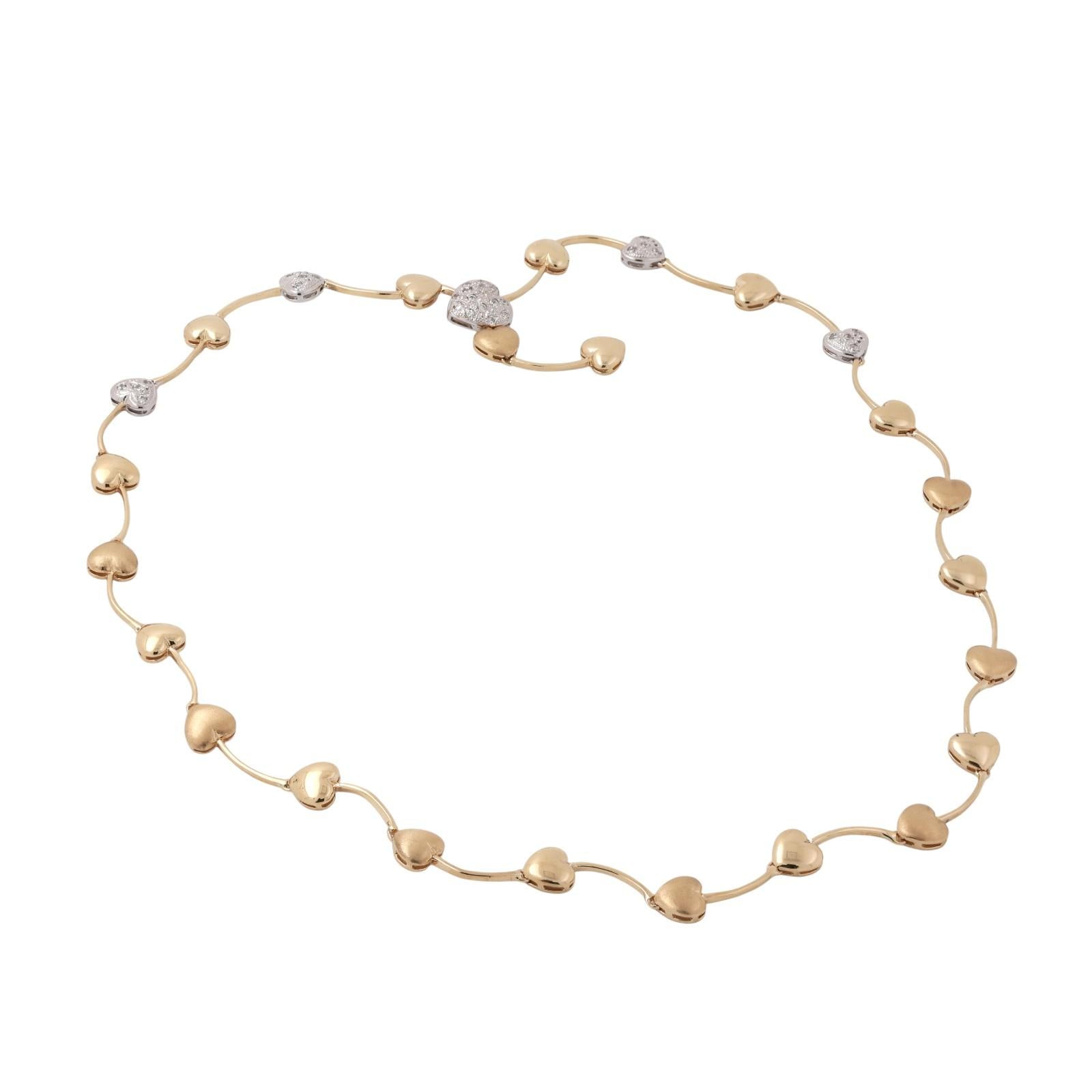 Diamond Heart Station Y-Drop Necklace 14K Gold 0.50 TW 18.75" Ladies Estate