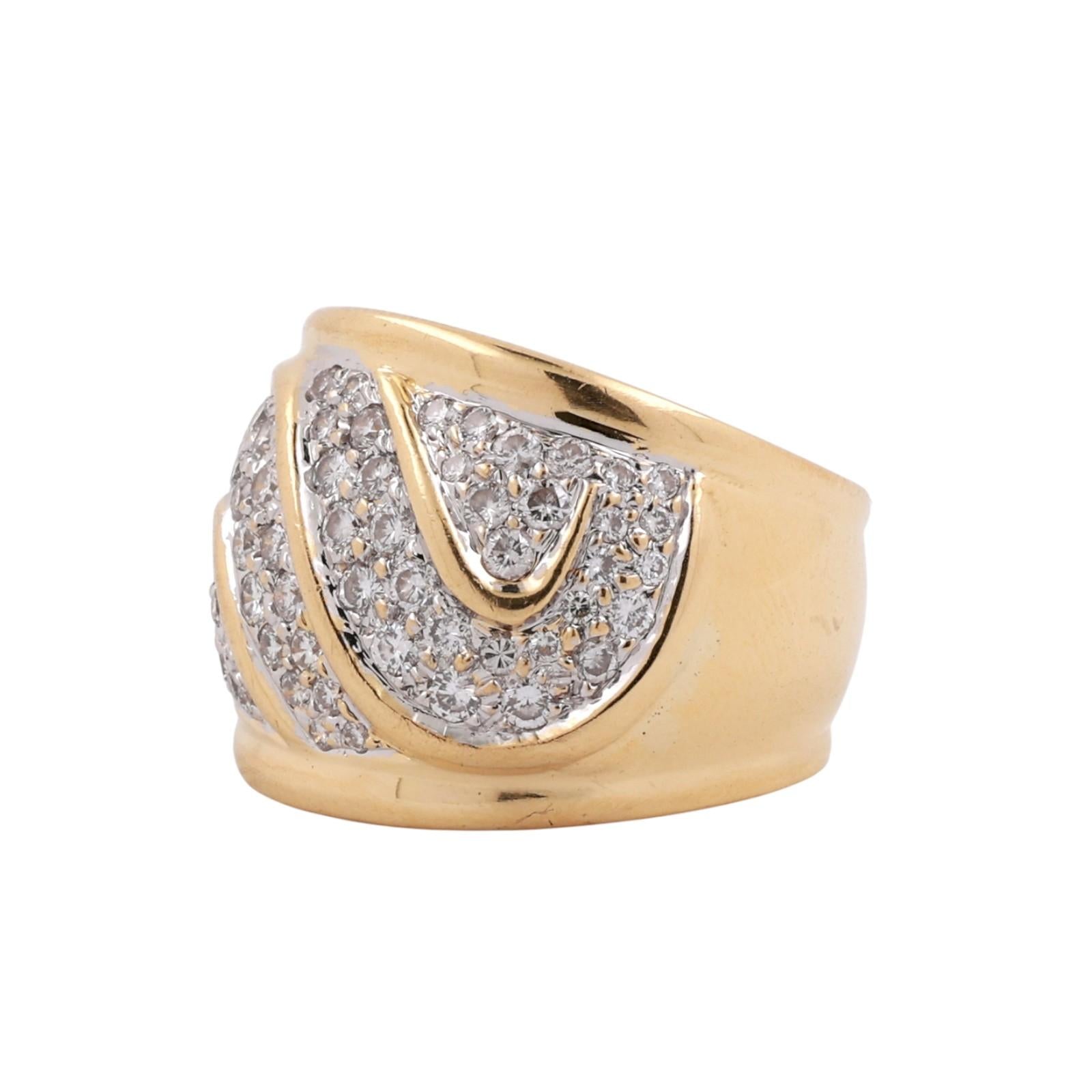 1.80 TW Diamond Wide Band Ring 18K Gold Swirl Size 6.5 Ladies Estate