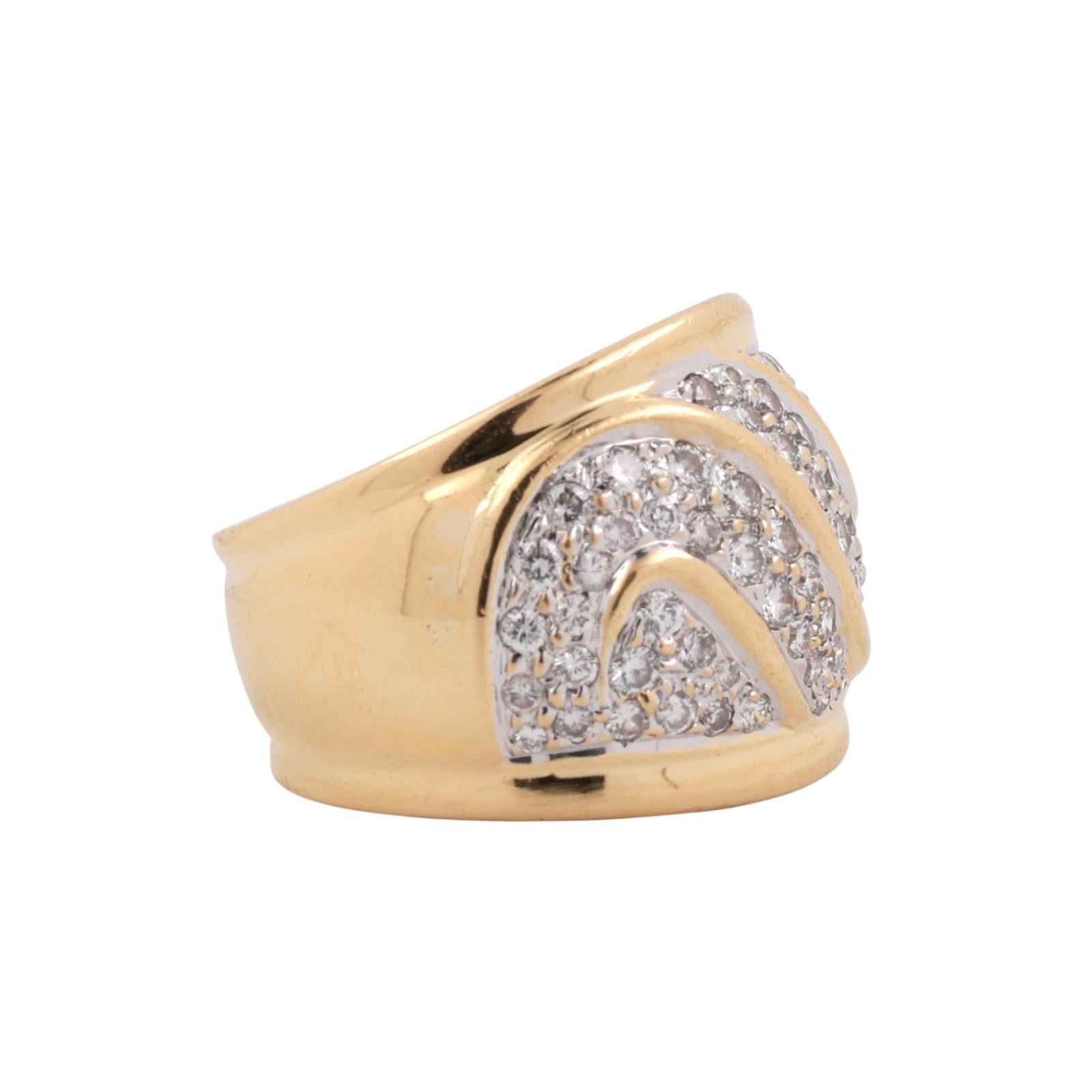 1.80 TW Diamond Wide Band Ring 18K Gold Swirl Size 6.5 Ladies Estate