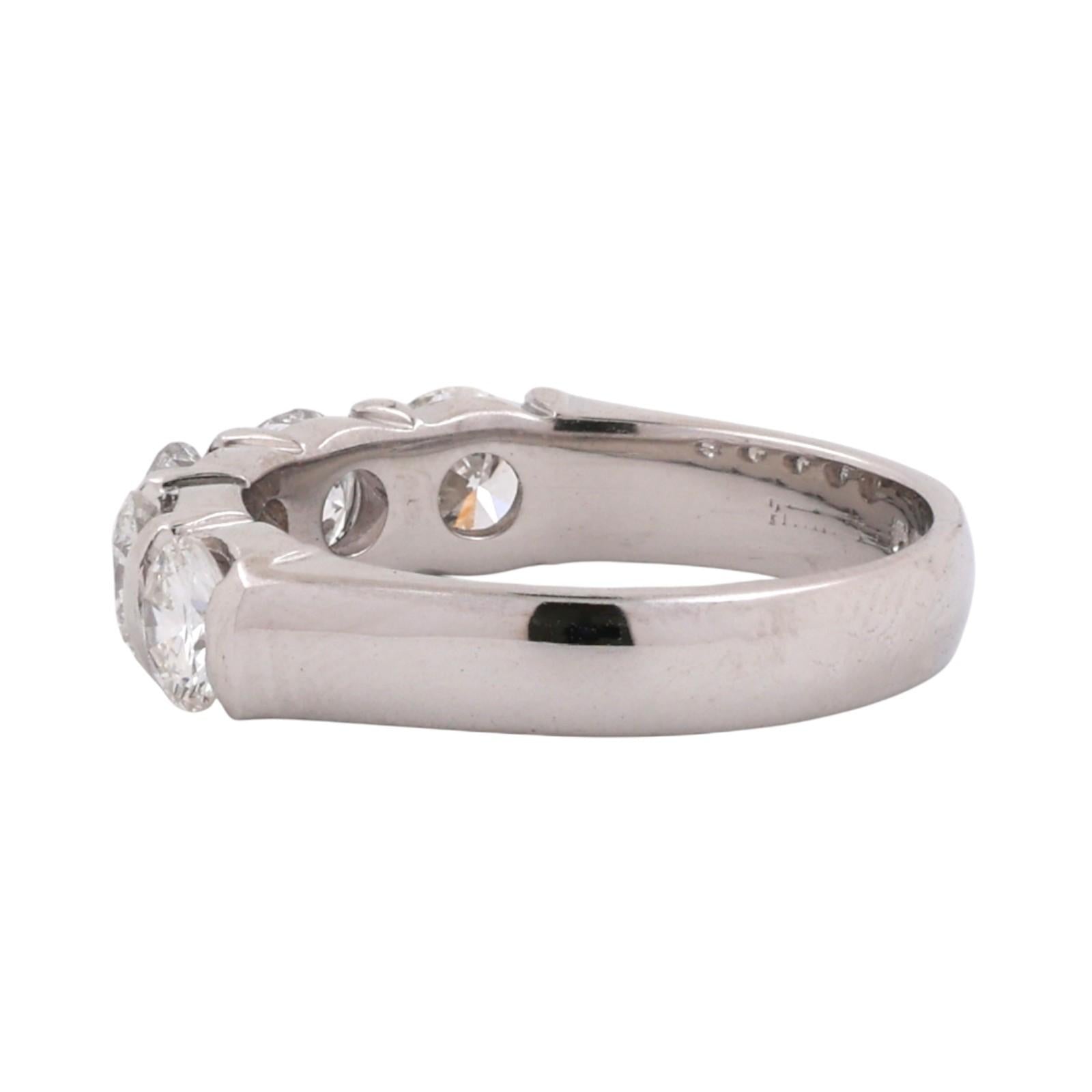 5-Stone Diamond Band Ring Platinum 1.50 TW Wedding Anniversary Size 6.75 Ladies