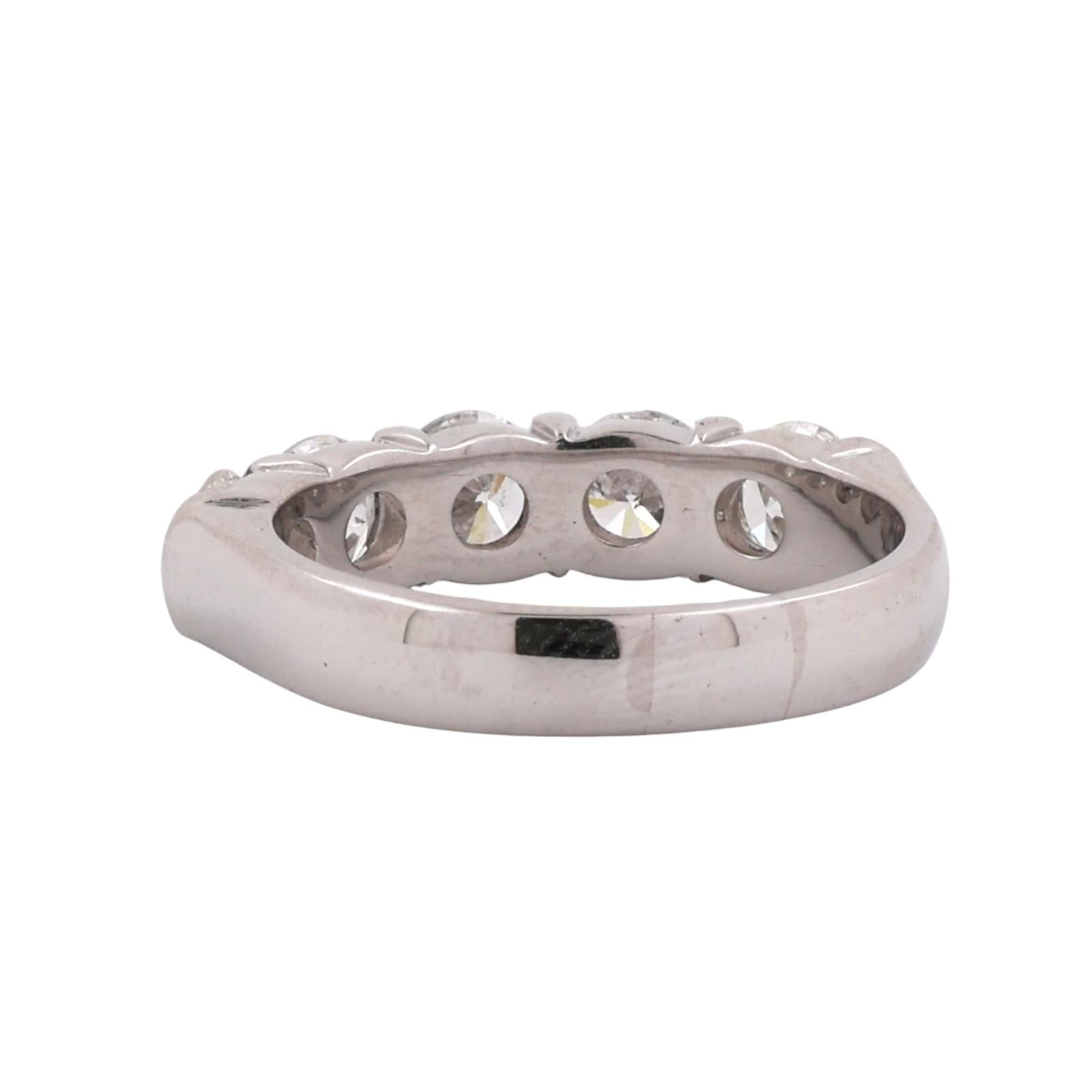 5-Stone Diamond Band Ring Platinum 1.50 TW Wedding Anniversary Size 6.75 Ladies