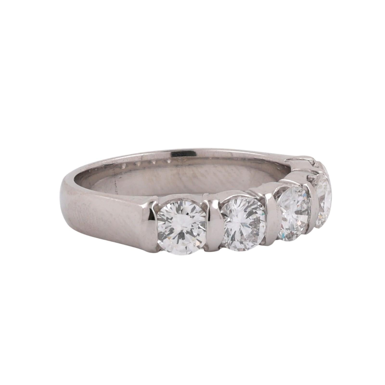 5-Stone Diamond Band Ring Platinum 1.50 TW Wedding Anniversary Size 6.75 Ladies