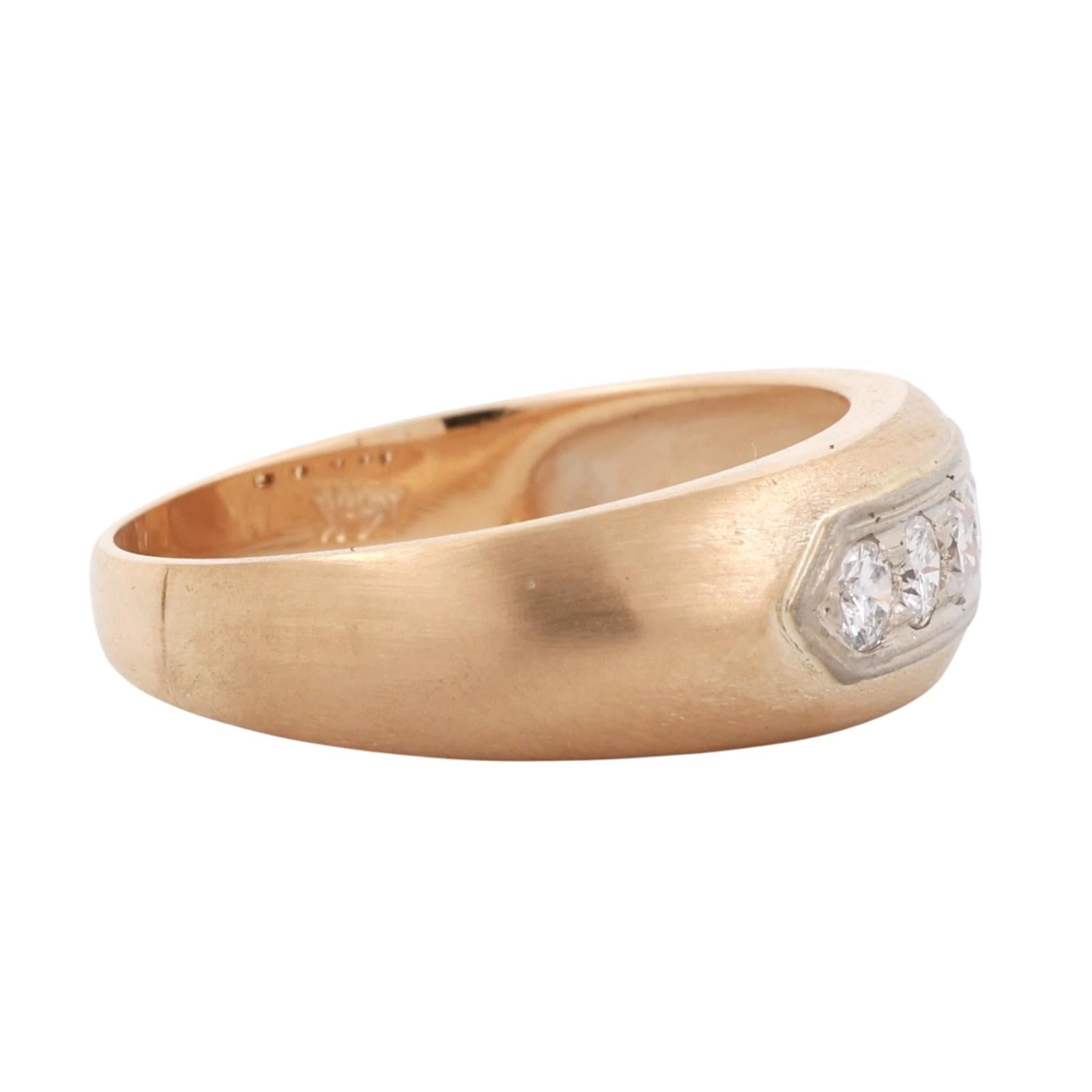 5-Stone Diamond Band Ring 0.50 TW Round Diamonds 2-Tone Gold Size 8.25 Unisex
