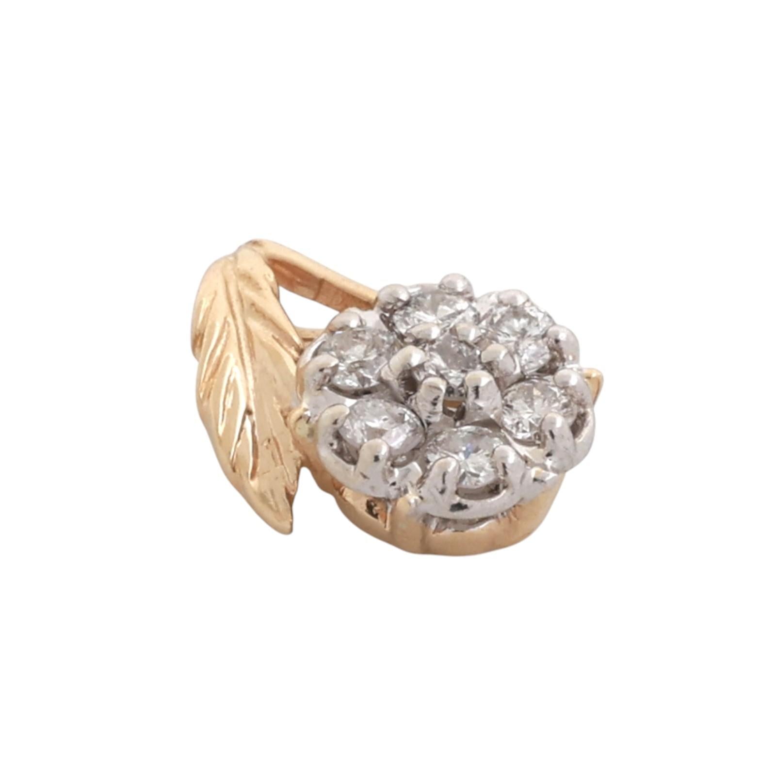 Diamond Floral Pendant Chain Necklace 14K Gold 0.21 TW 16" Ladies Estate