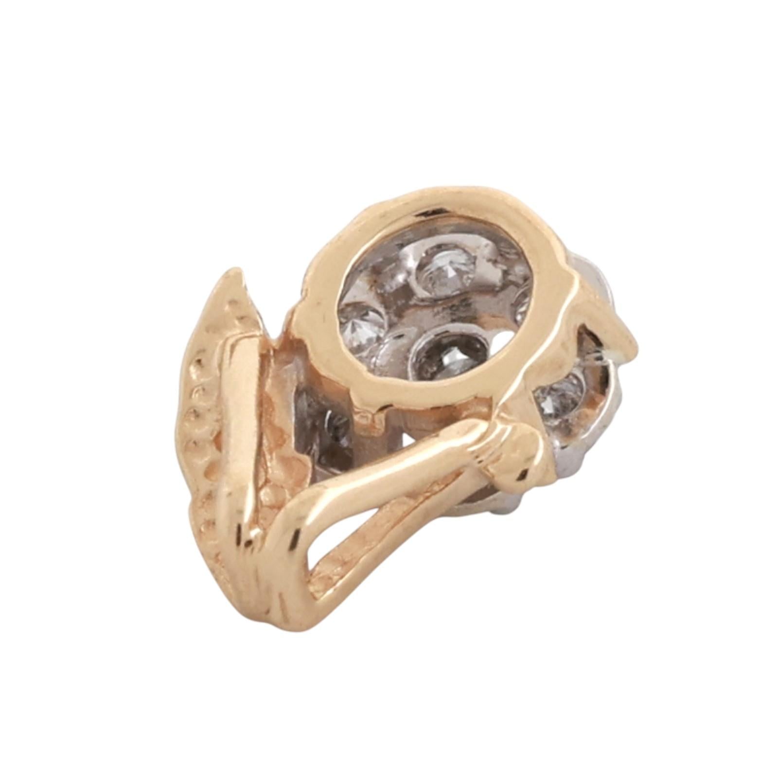 Diamond Floral Pendant Chain Necklace 14K Gold 0.21 TW 16" Ladies Estate