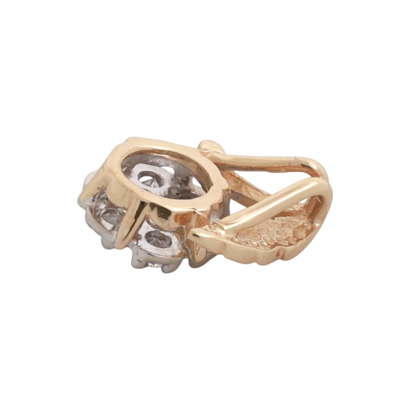 Diamond Floral Pendant Chain Necklace 14K Gold 0.21 TW 16" Ladies Estate