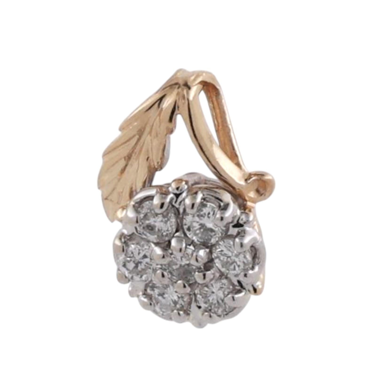 Diamond Floral Pendant Chain Necklace 14K Gold 0.21 TW 16" Ladies Estate