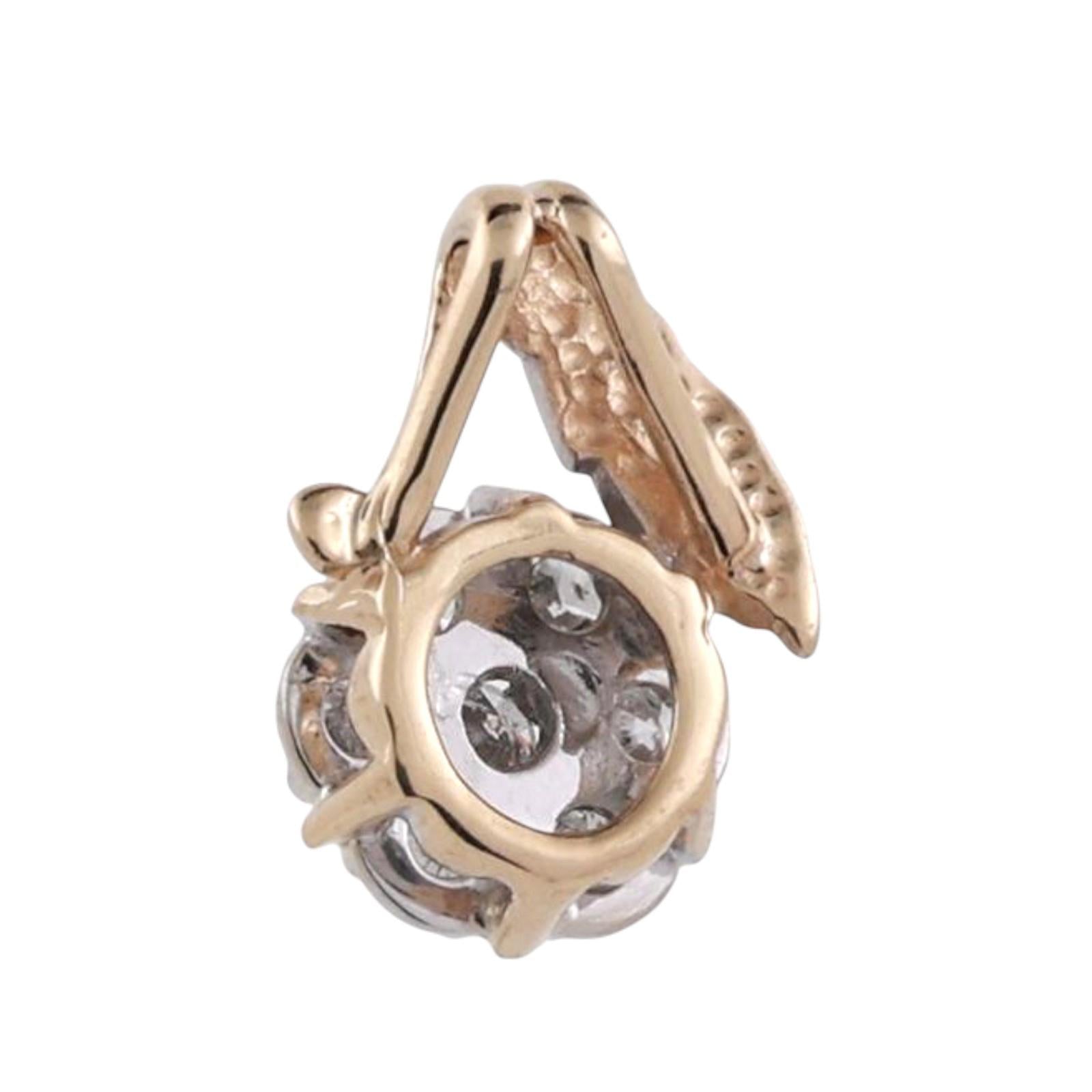 Diamond Floral Pendant Chain Necklace 14K Gold 0.21 TW 16" Ladies Estate