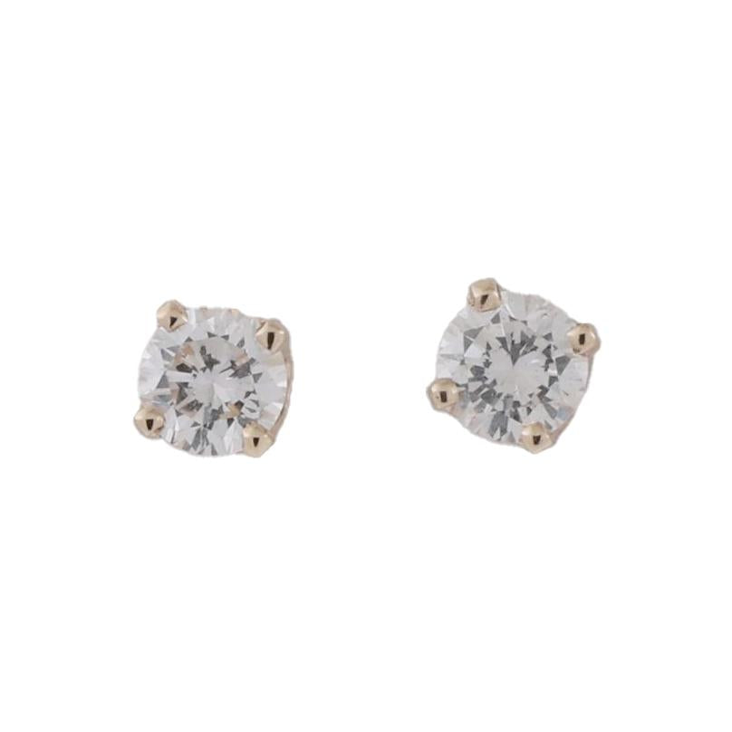 0.50 TW Round Diamond Stud Earrings 14K Yellow Gold 4-Prong Setting