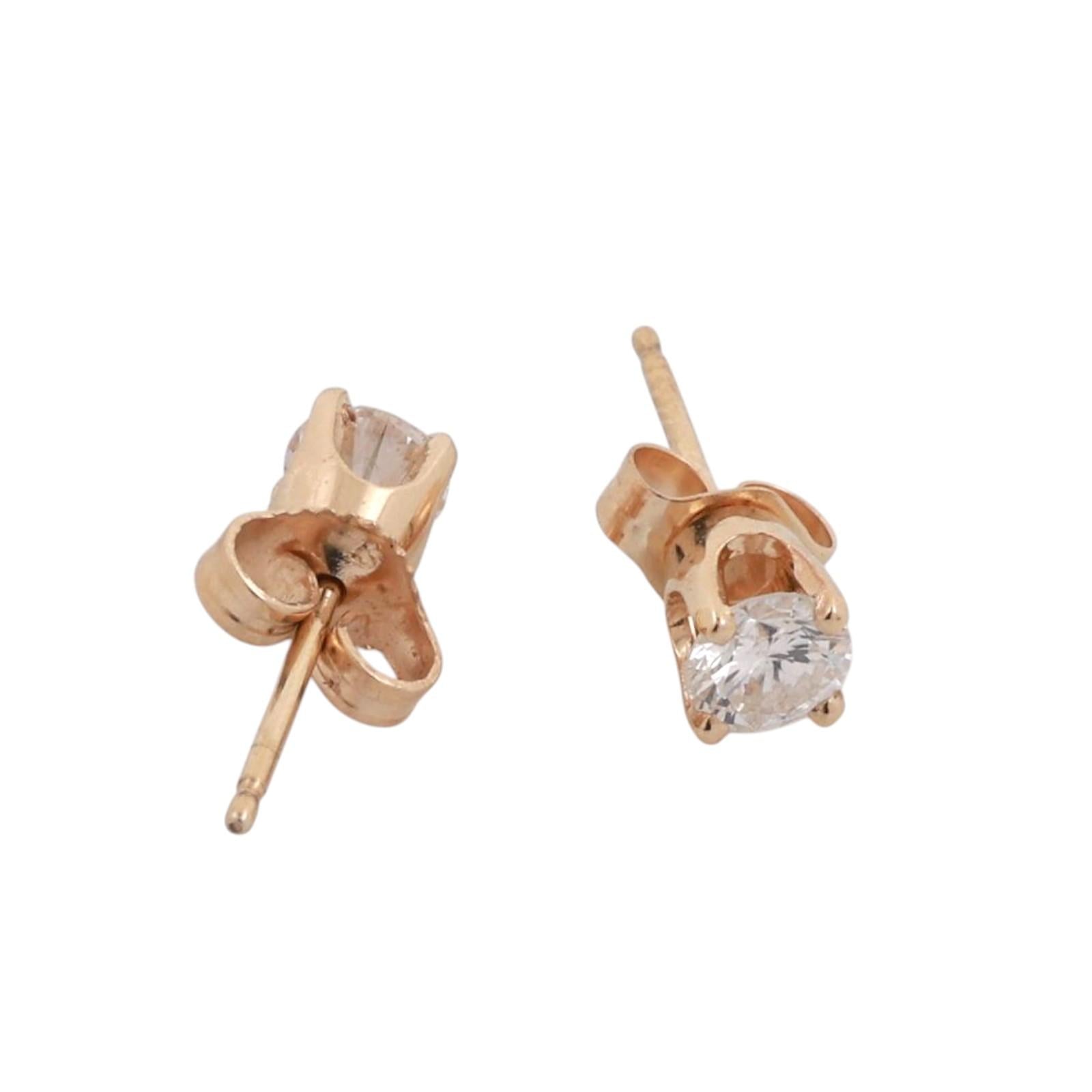 0.50 TW Round Diamond Stud Earrings 14K Yellow Gold 4-Prong Setting