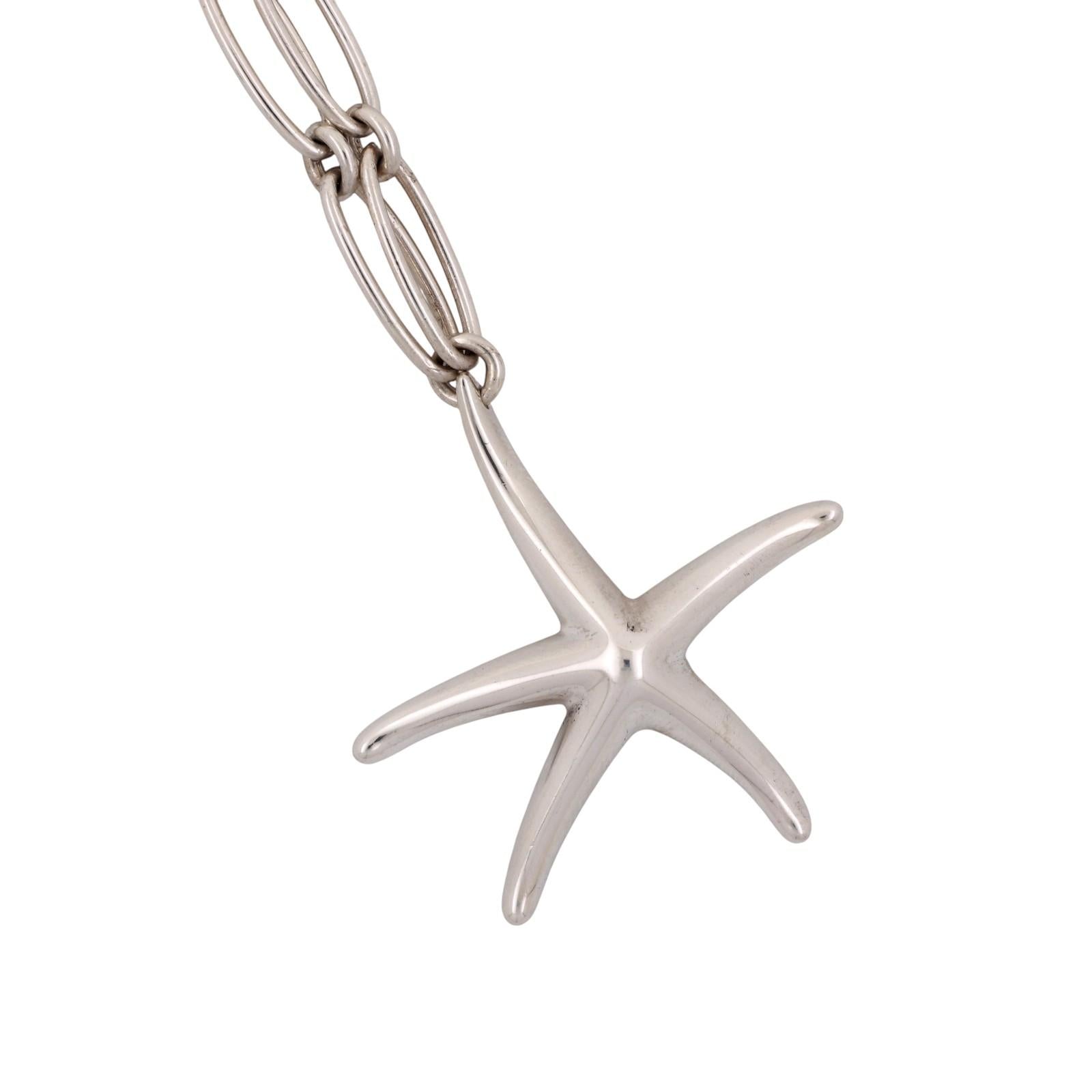 Tiffany & Co. Elsa Peretti Starfish Pendant Chain Necklace Sterling Silver 16.5"