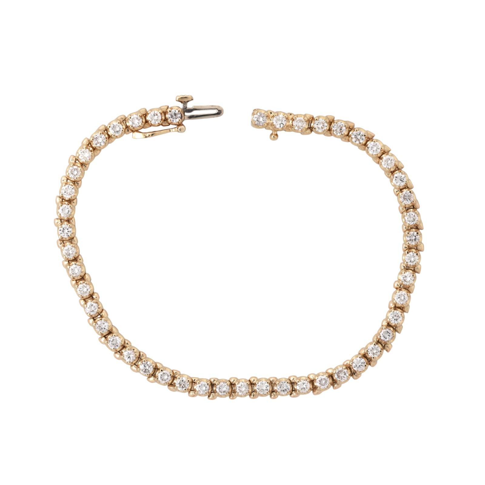 2.75 TW Round Diamond Tennis Bracelet 14K Yellow Gold 7" Estate