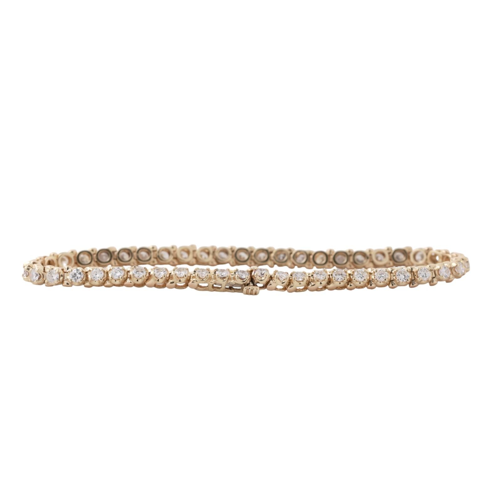 2.75 TW Round Diamond Tennis Bracelet 14K Yellow Gold 7" Estate