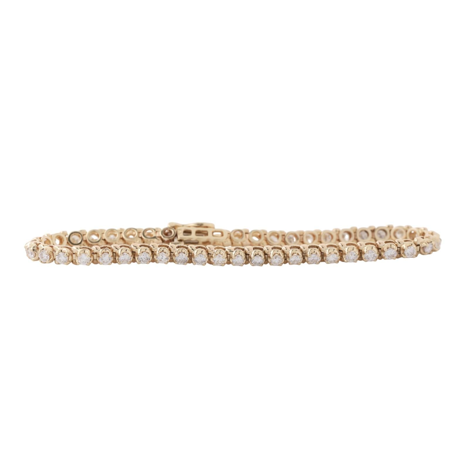 2.75 TW Round Diamond Tennis Bracelet 14K Yellow Gold 7" Estate