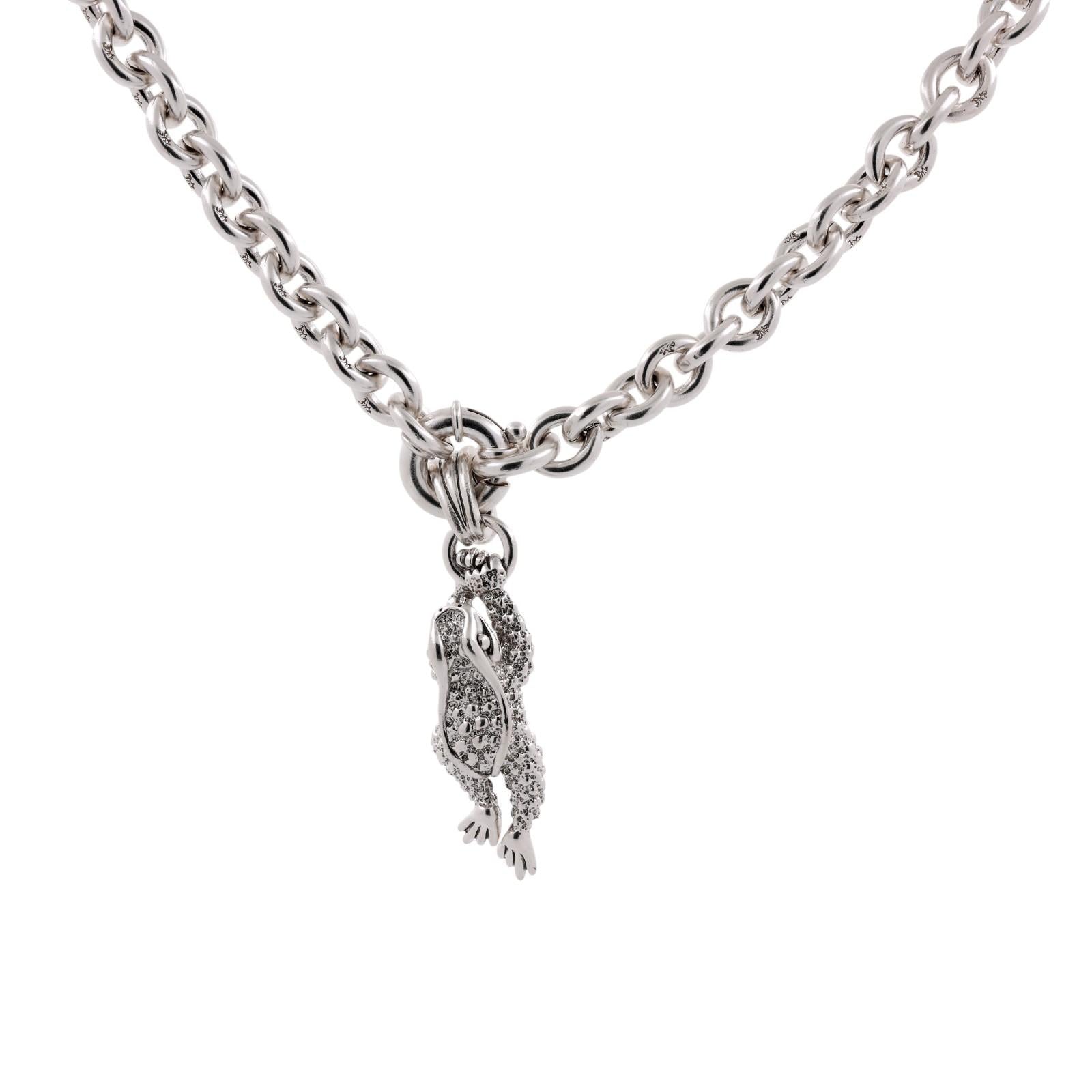 Barry Kieselstein Cord Frog Pendant Necklace Sterling Silver 16.75" Estate