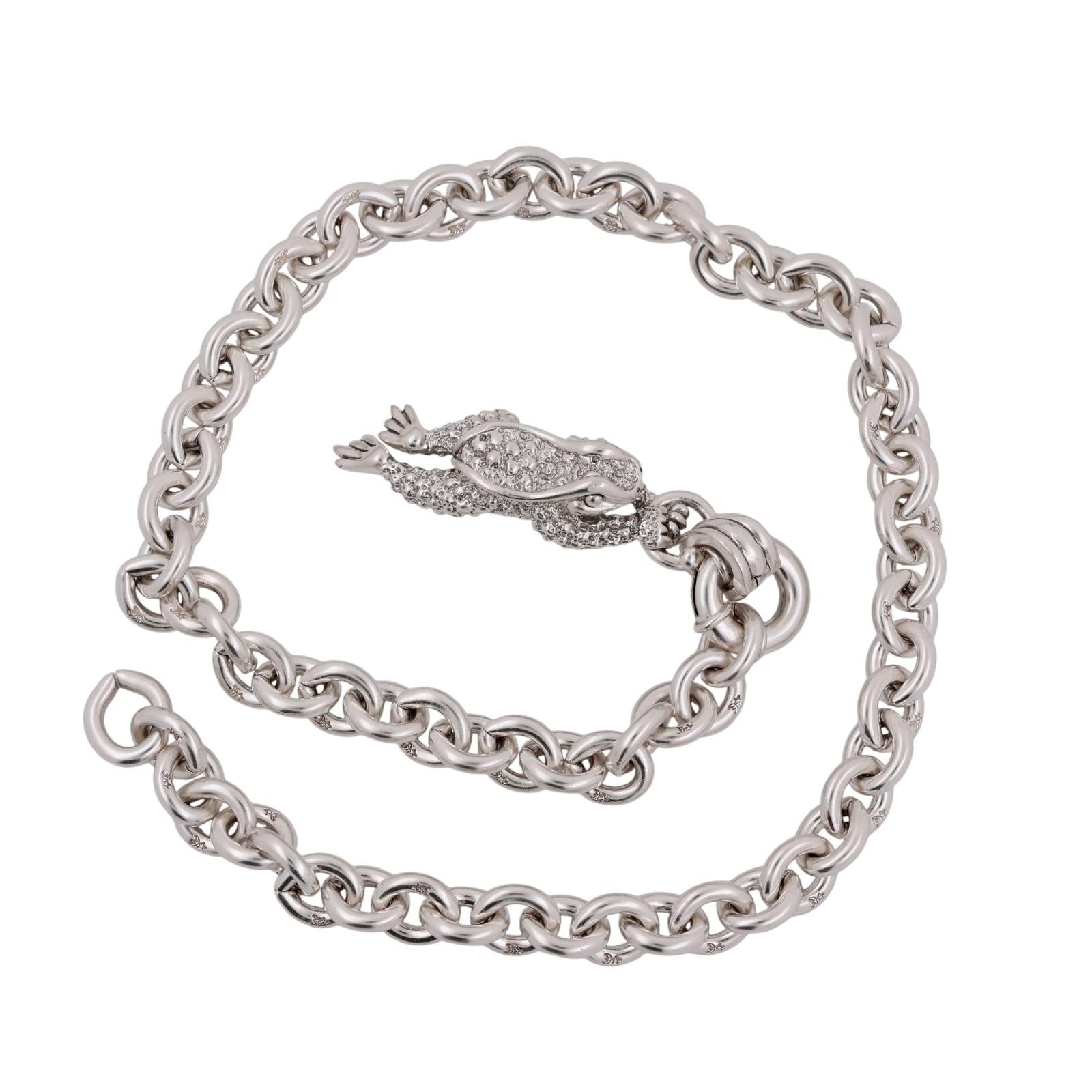 Barry Kieselstein Cord Frog Pendant Necklace Sterling Silver 16.75" Estate