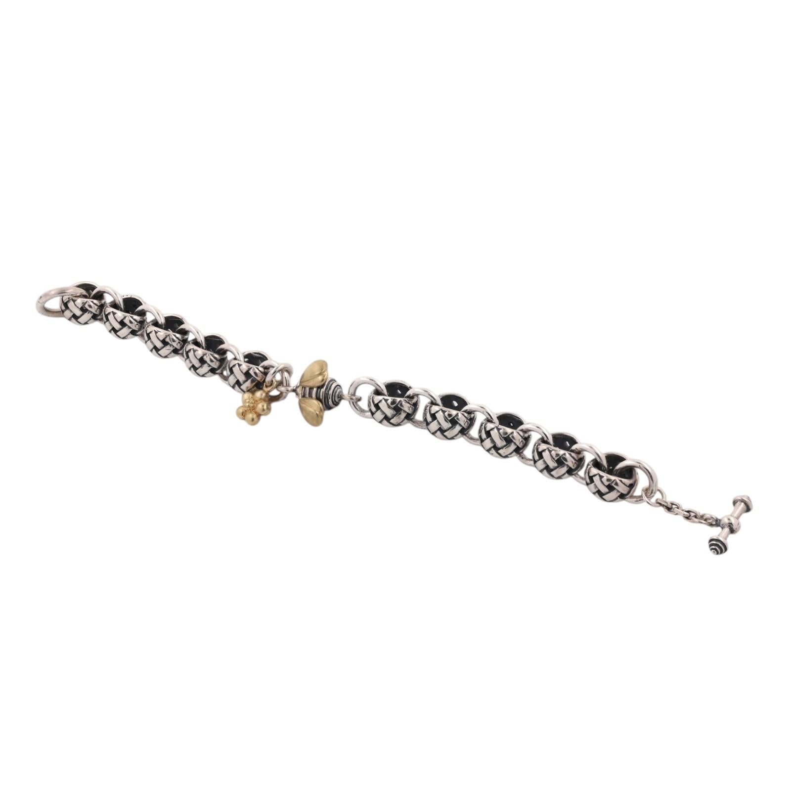 SAINT BY SARAH JANE Silver & Gold Keegan Bracelet With Bee & Blossom 8.25"